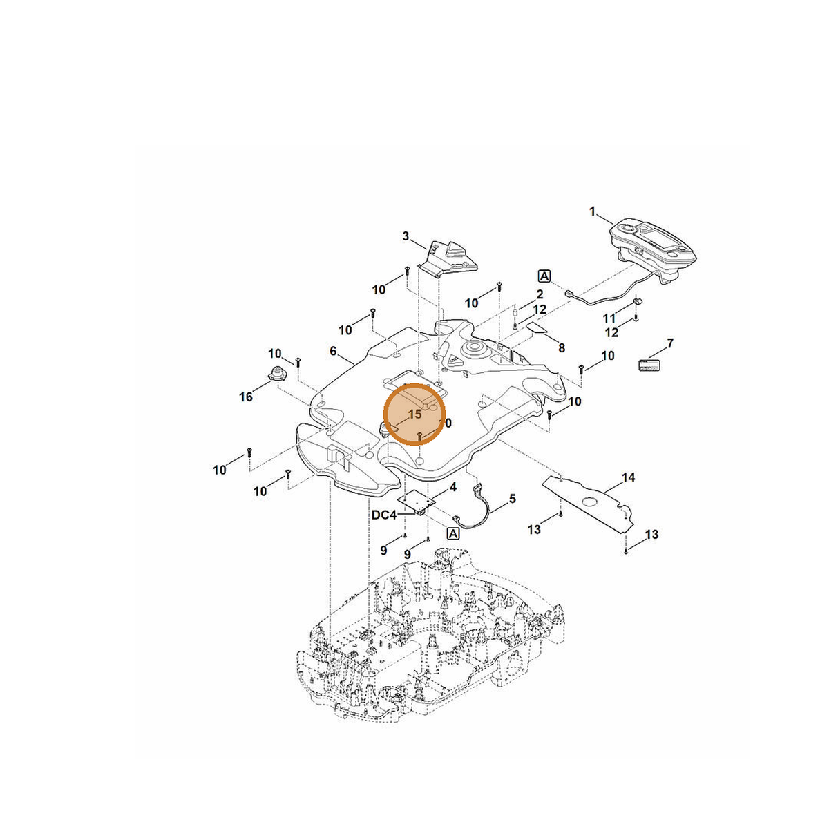 STIHL part 6309-703-6910 — IPL diagram snippet (6x zoom, amber highlight)