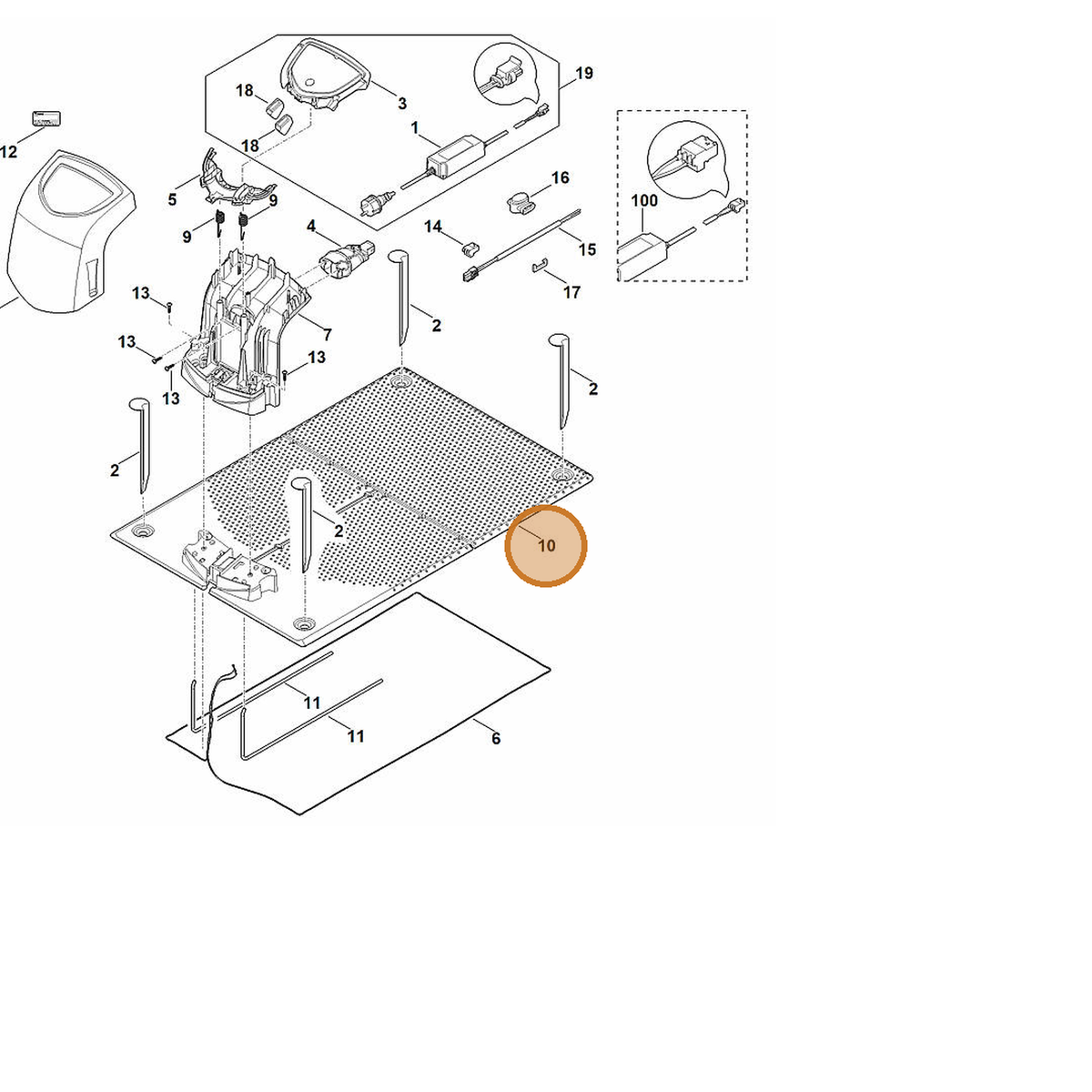 STIHL part 6309-703-8910 — IPL diagram snippet (6x zoom, amber highlight)