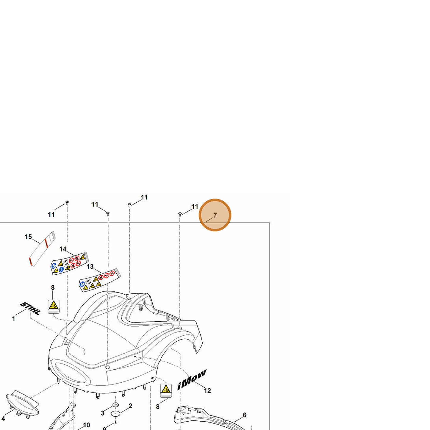 STIHL part 6309-780-2008 — IPL diagram snippet (6x zoom, amber highlight)
