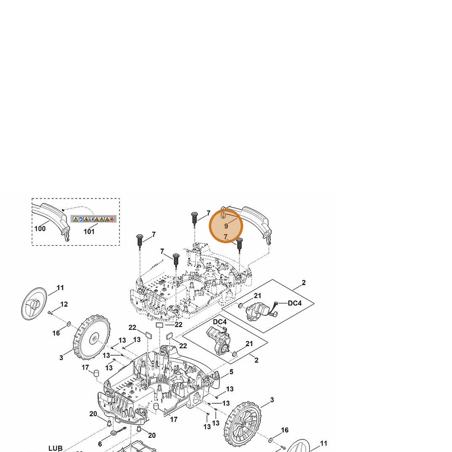 STIHL part 6309-791-1500 — IPL diagram snippet (6x zoom, amber highlight)