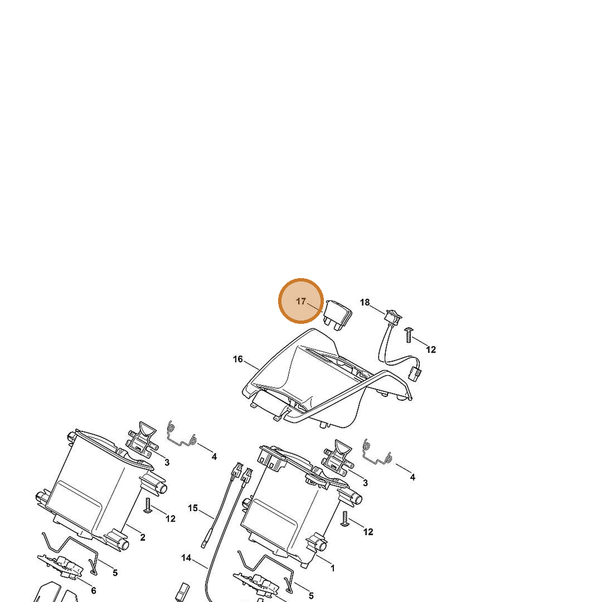 STIHL part 6311-430-3800 — IPL diagram snippet (6x zoom, amber highlight)