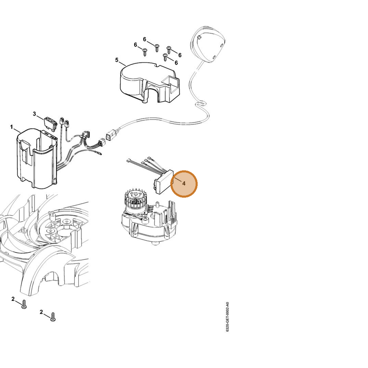 STIHL part 6320-430-1400 — IPL diagram snippet (6x zoom, amber highlight)