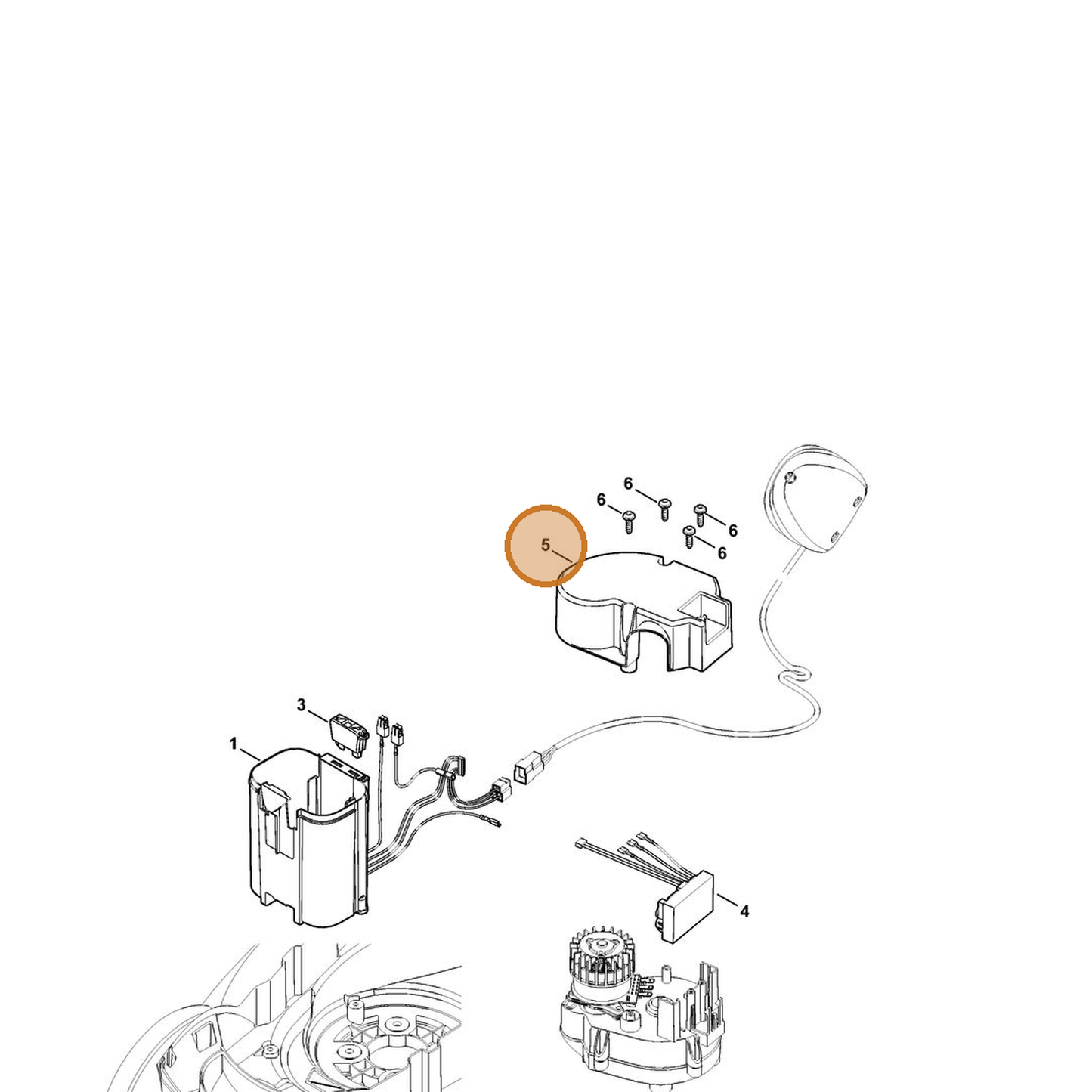 STIHL part 6320-606-0100 — IPL diagram snippet (6x zoom, amber highlight)