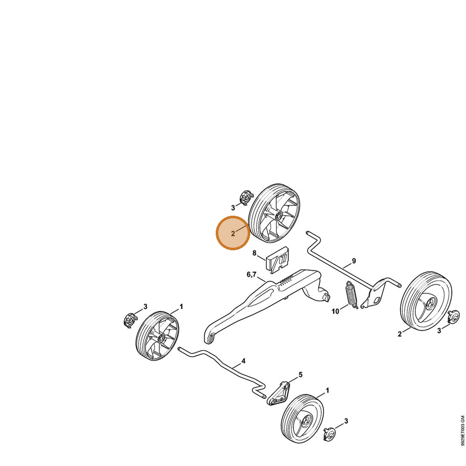 STIHL part 6320-700-0445 — IPL diagram snippet (6x zoom, amber highlight)