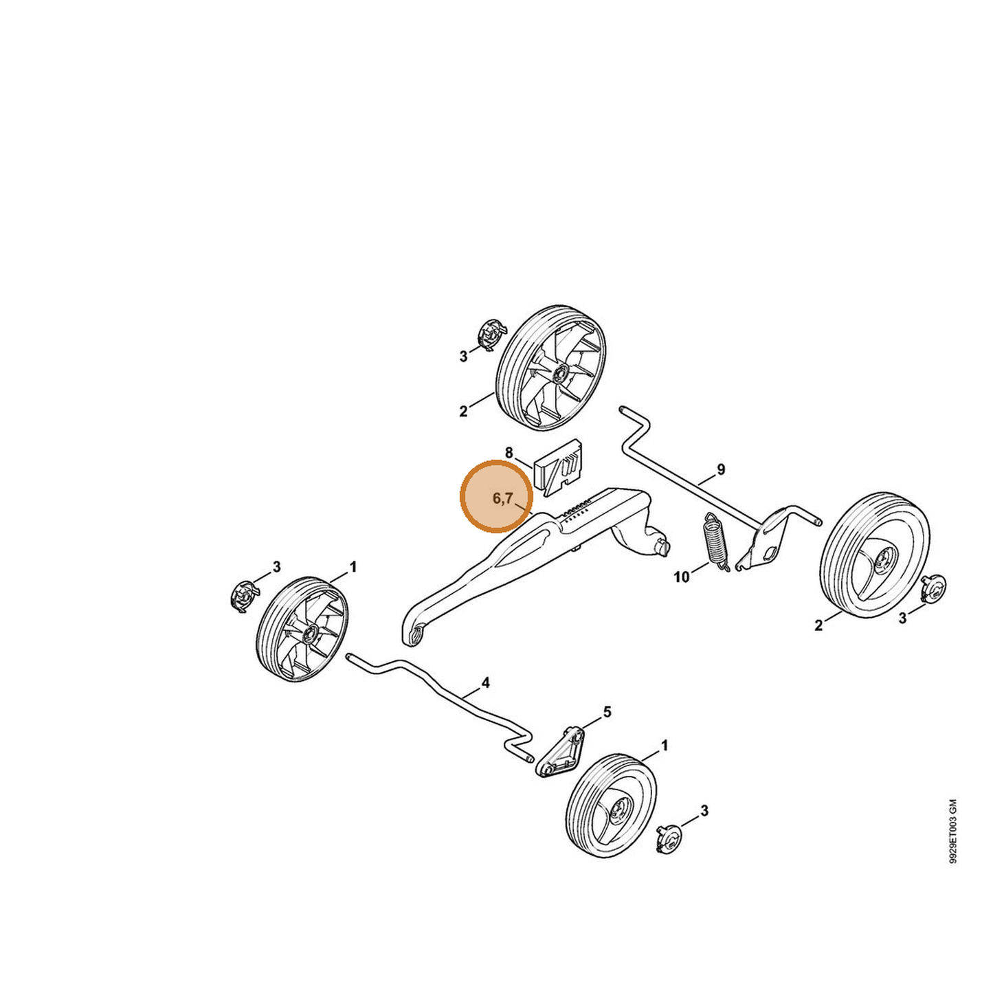 STIHL part 6320-703-8800 — IPL diagram snippet (6x zoom, amber highlight)
