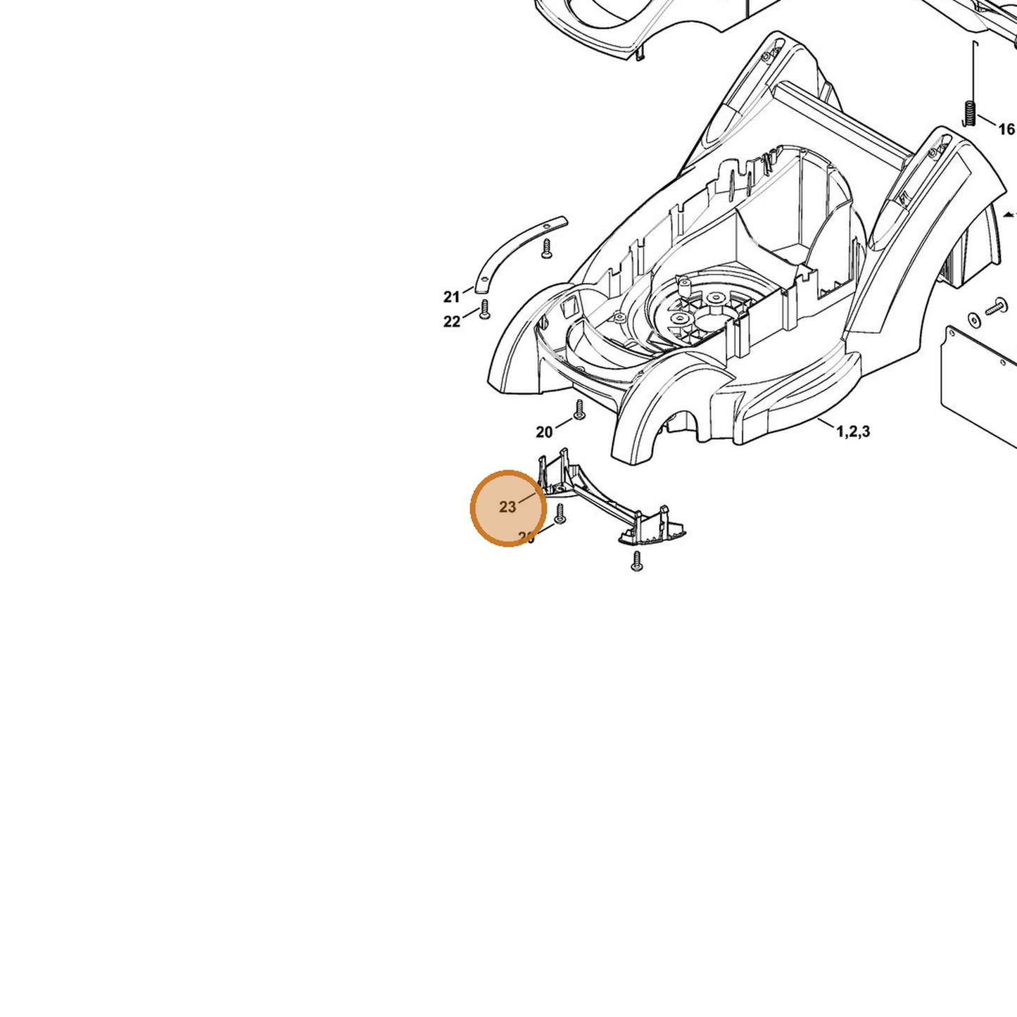 STIHL part 6320-706-0710 — IPL diagram snippet (6x zoom, amber highlight)