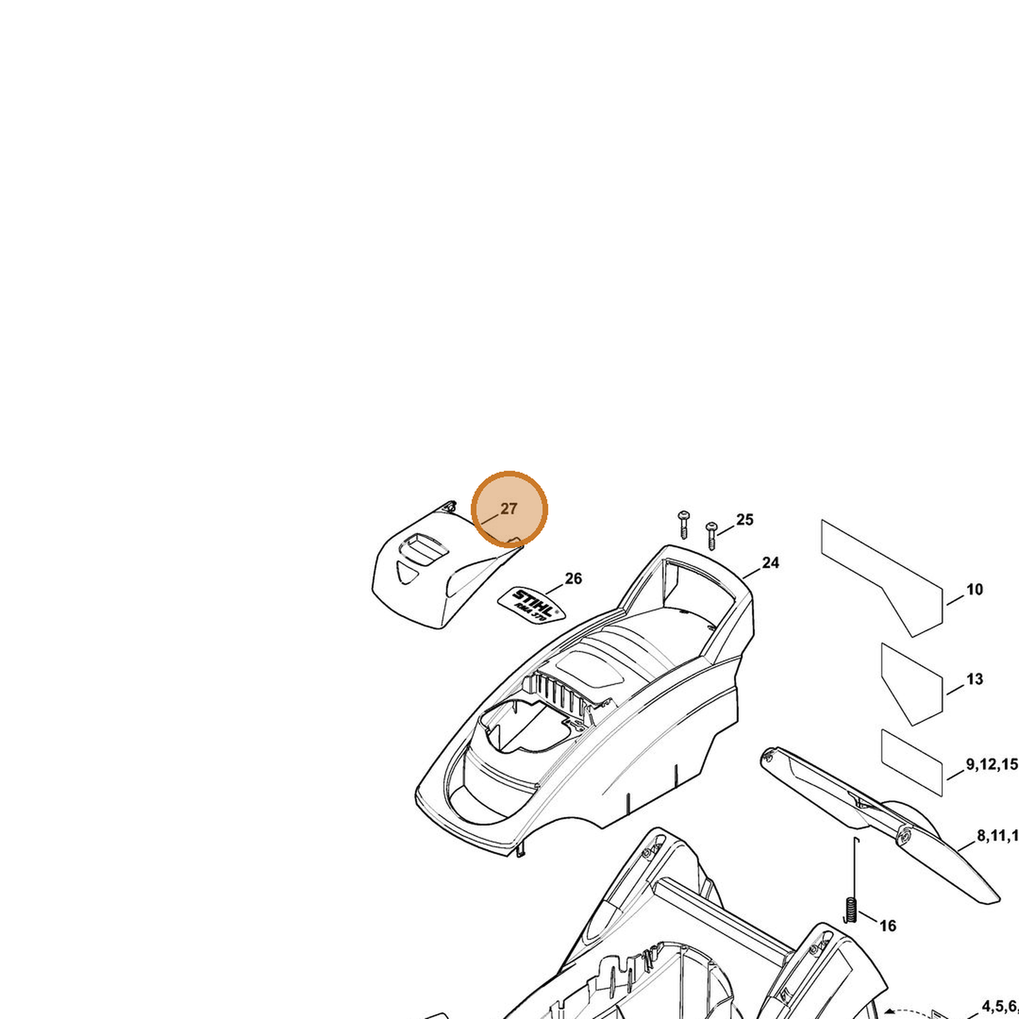 STIHL part 6320-706-3400 — IPL diagram snippet (6x zoom, amber highlight)
