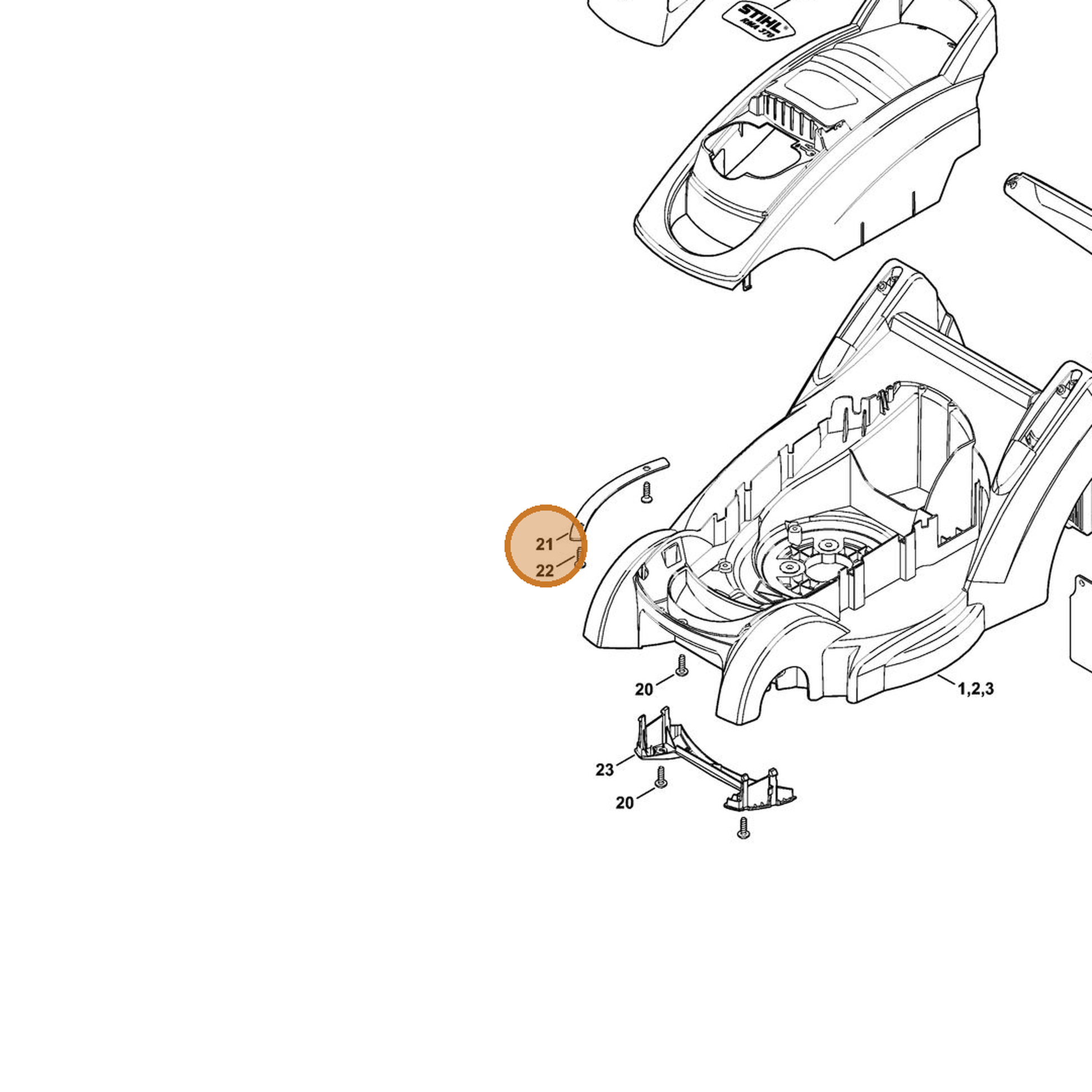 STIHL part 6320-706-7300 — IPL diagram snippet (6x zoom, amber highlight)