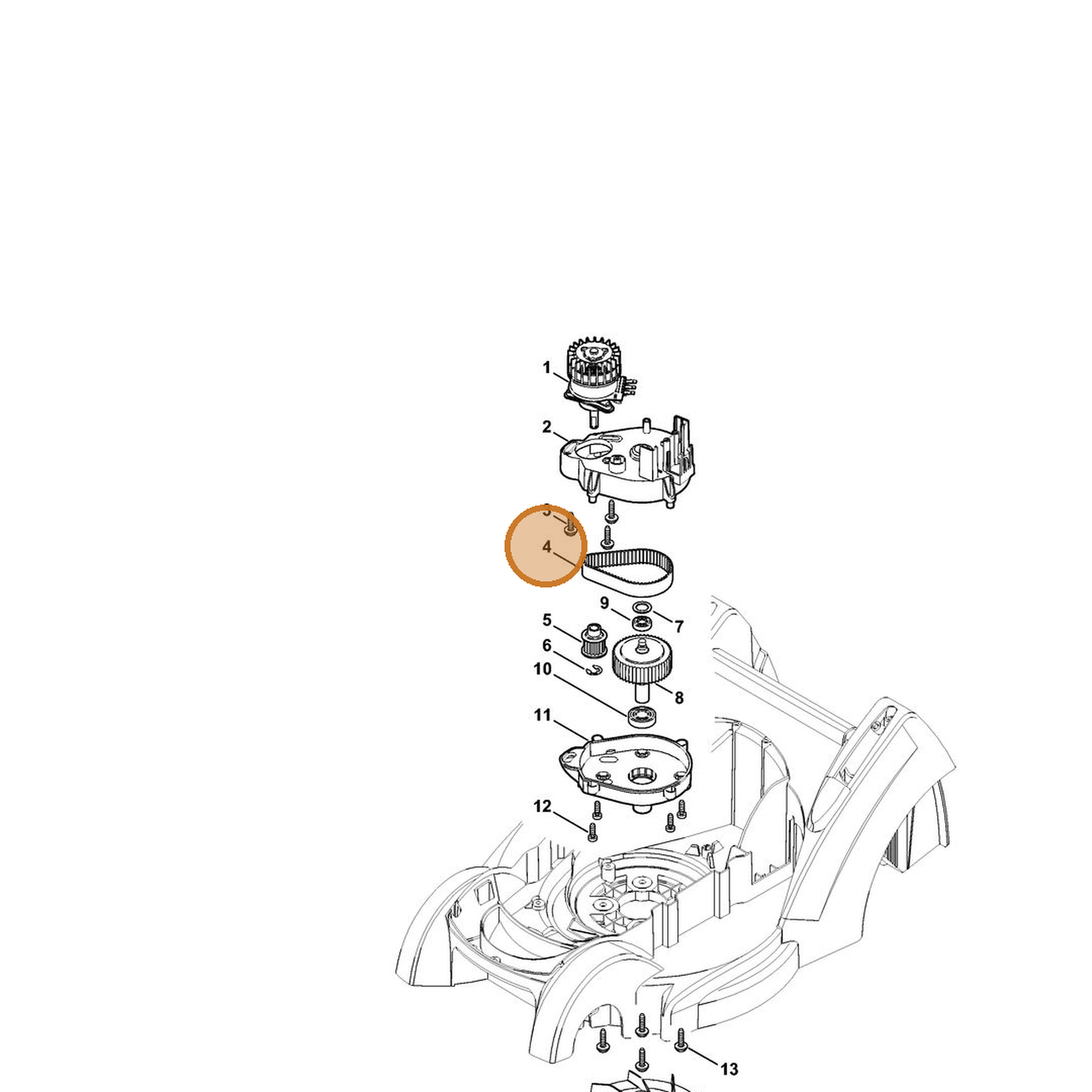 STIHL part 6320-764-0900 — IPL diagram snippet (6x zoom, amber highlight)