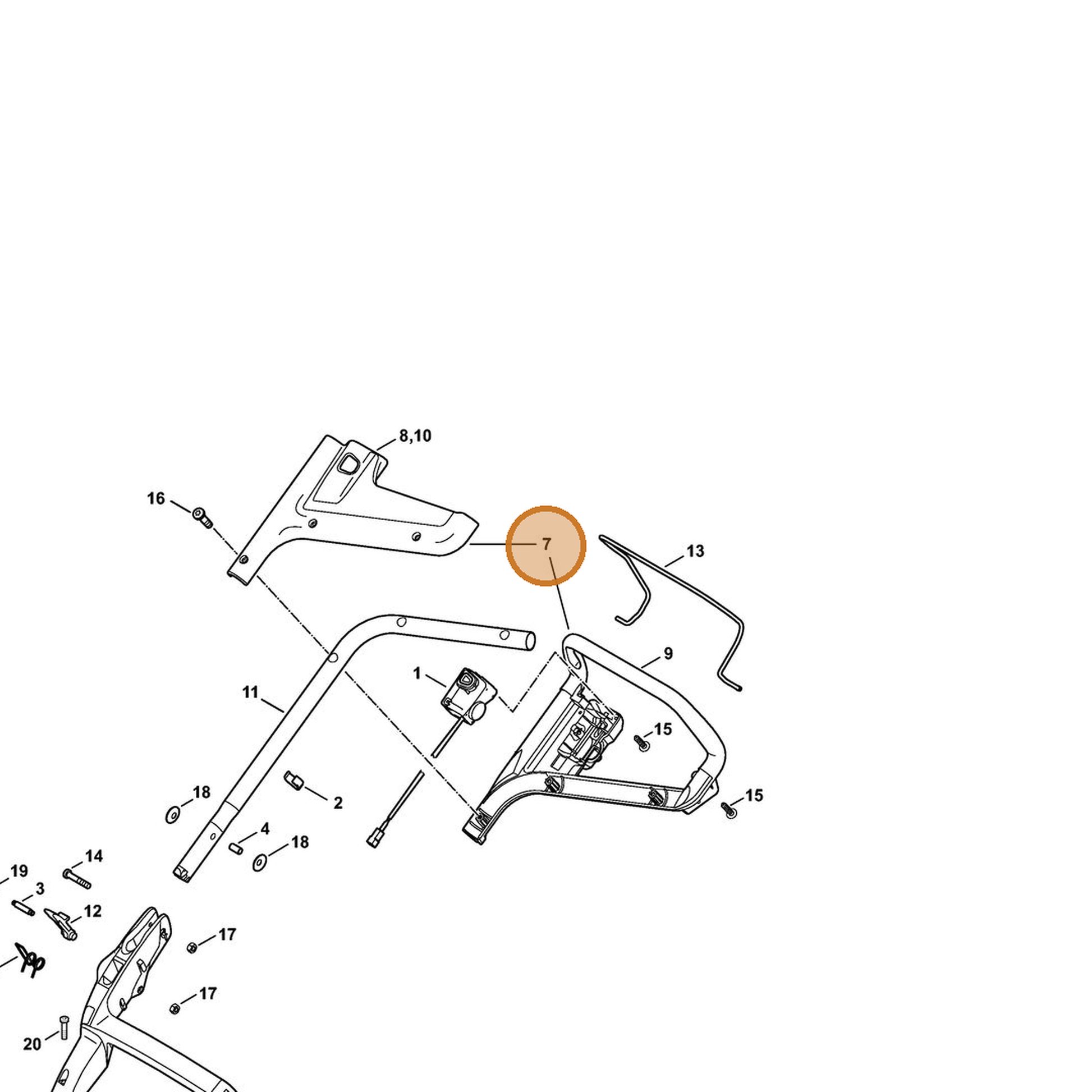 STIHL part 6338-007-1095 — IPL diagram snippet (6x zoom, amber highlight)