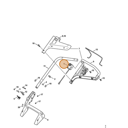 STIHL part 6338-430-0500 — IPL diagram snippet (6x zoom, amber highlight)