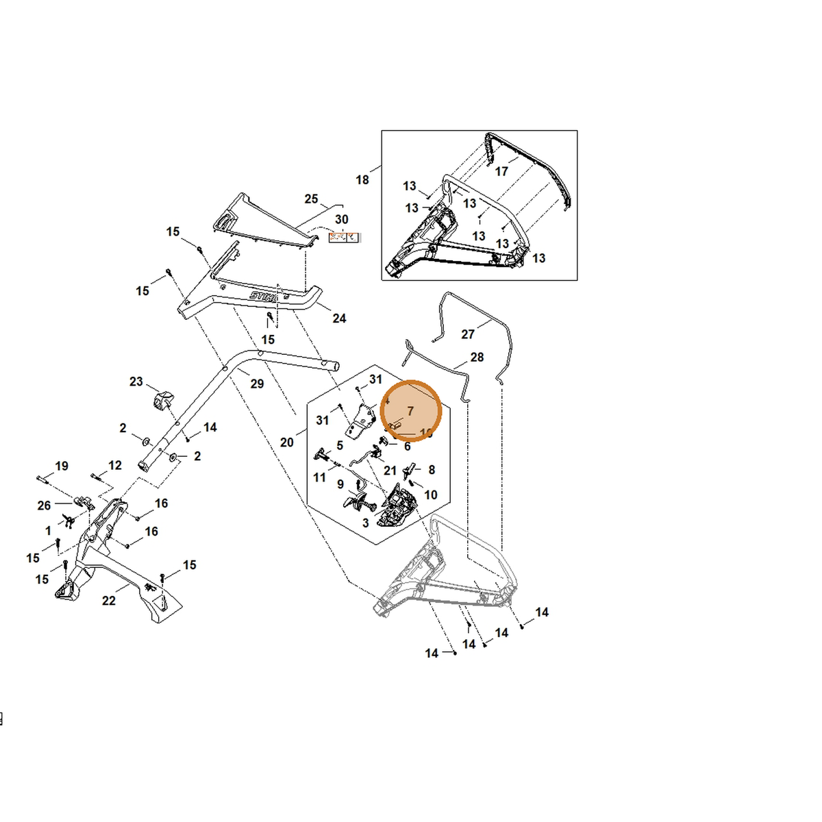 STIHL part 6338-435-2400 — IPL diagram snippet (6x zoom, amber highlight)