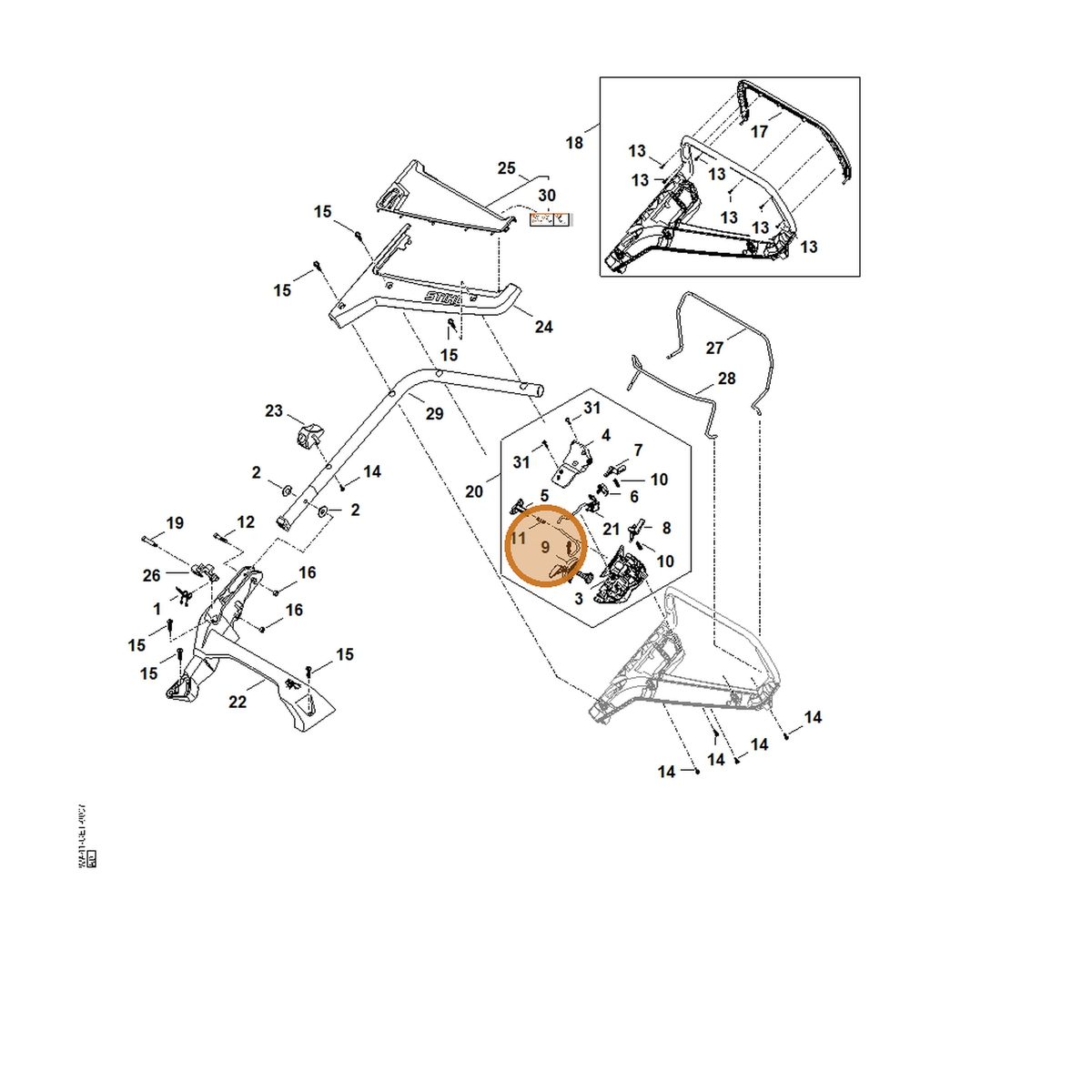 STIHL part 6338-435-2800 — IPL diagram snippet (6x zoom, amber highlight)