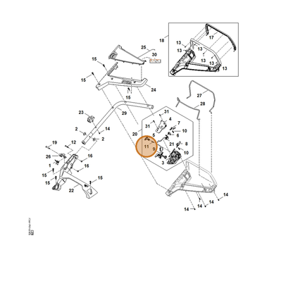STIHL part 6338-435-8705 — IPL diagram snippet (6x zoom, amber highlight)