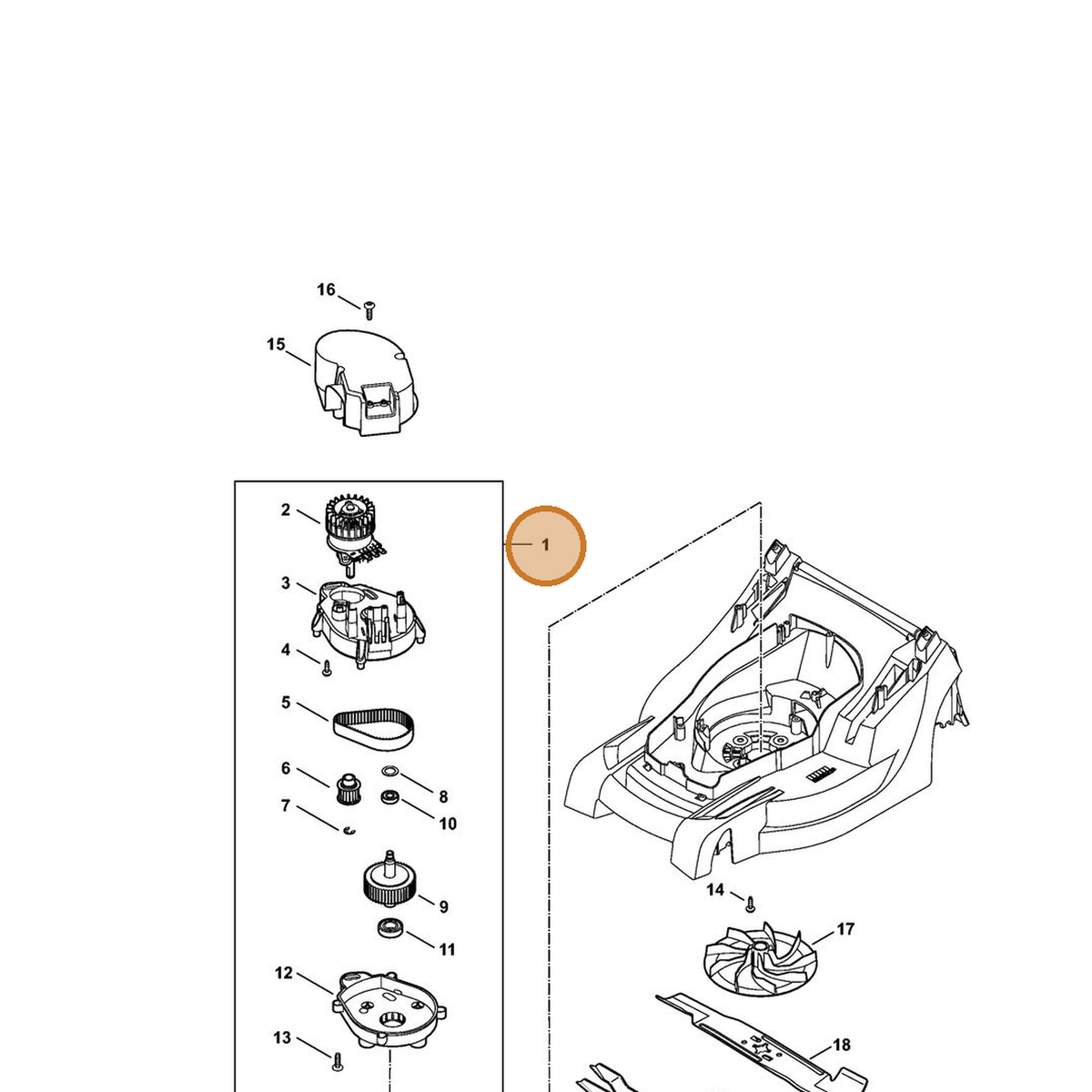 STIHL part 6338-600-0210 — IPL diagram snippet (6x zoom, amber highlight)