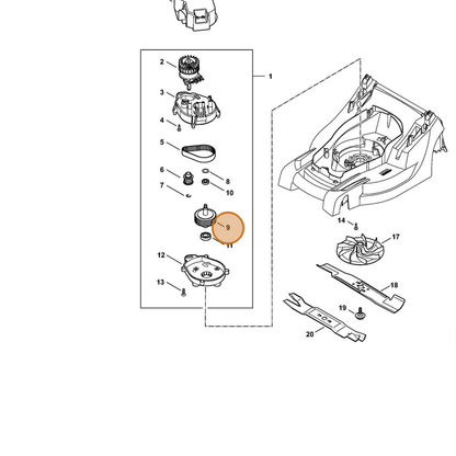 STIHL part 6338-700-3500 — IPL diagram snippet (6x zoom, amber highlight)