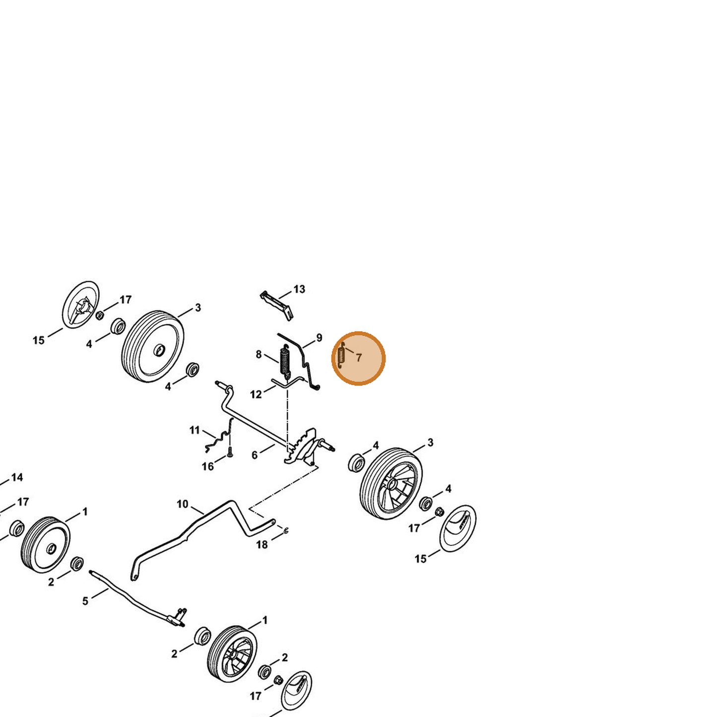 STIHL part 6338-703-5100 — IPL diagram snippet (6x zoom, amber highlight)
