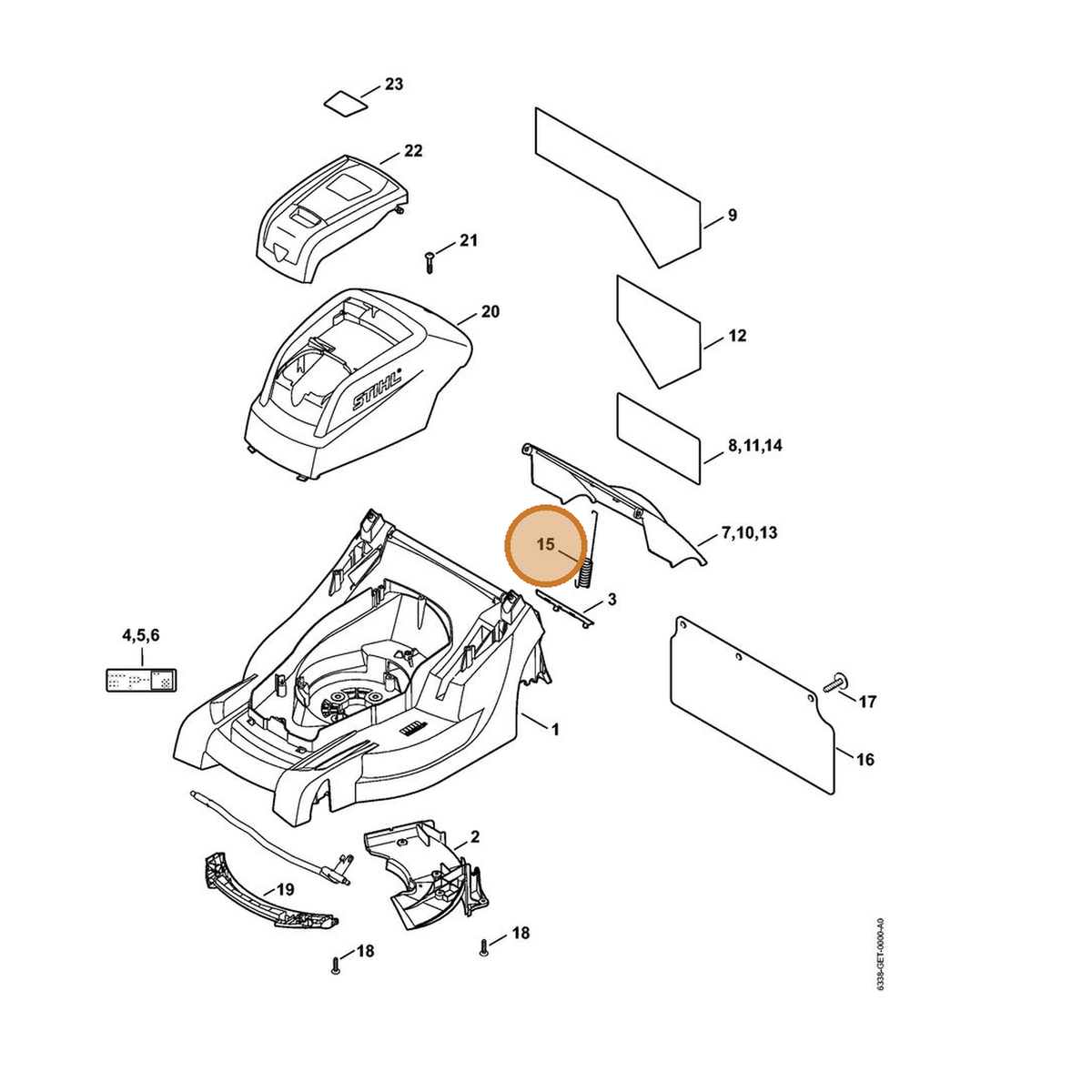 STIHL part 6338-703-5110 — IPL diagram snippet (6x zoom, amber highlight)