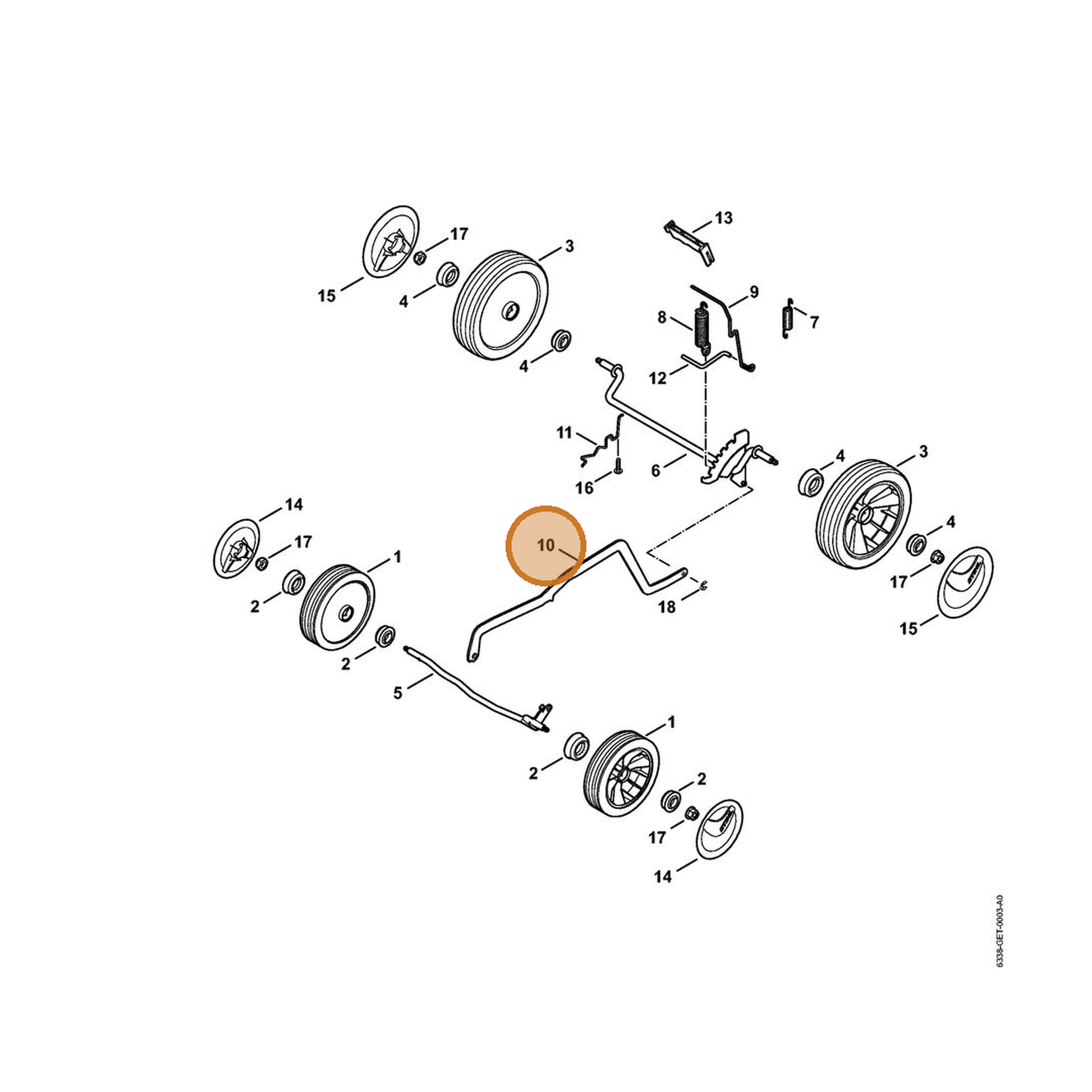 STIHL part 6338-703-8800 — IPL diagram snippet (6x zoom, amber highlight)