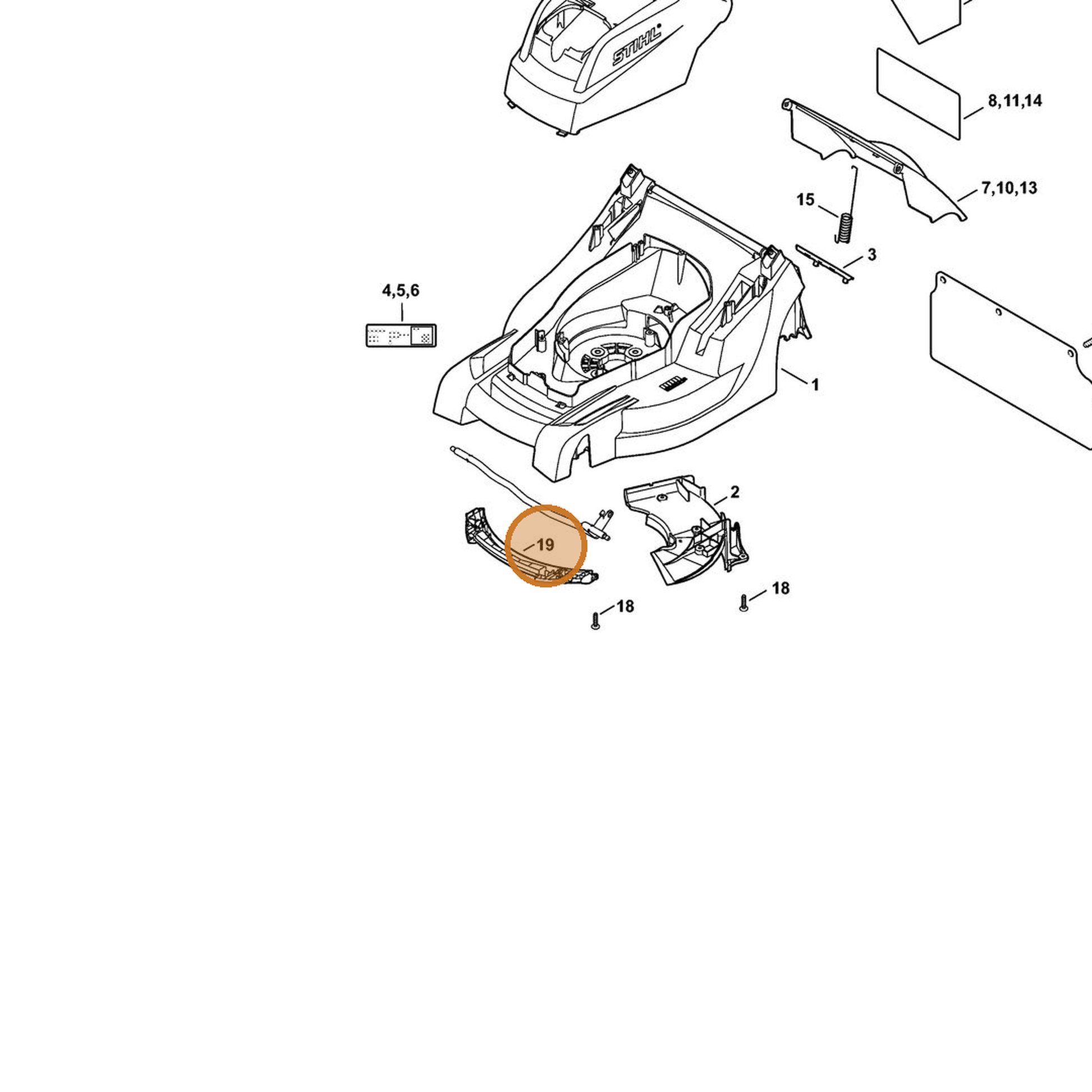 STIHL part 6338-706-0710 — IPL diagram snippet (6x zoom, amber highlight)