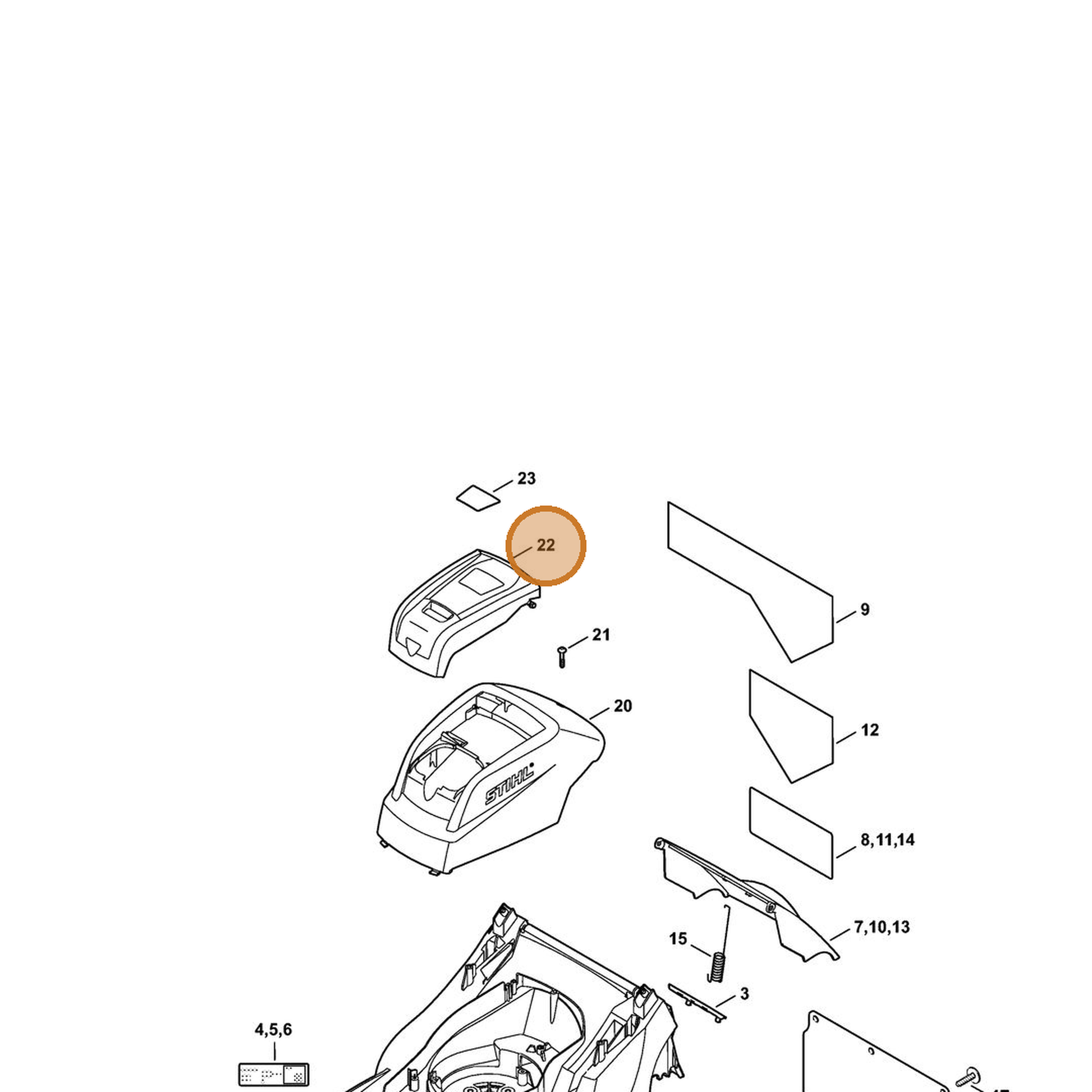 STIHL part 6338-706-3400 — IPL diagram snippet (6x zoom, amber highlight)