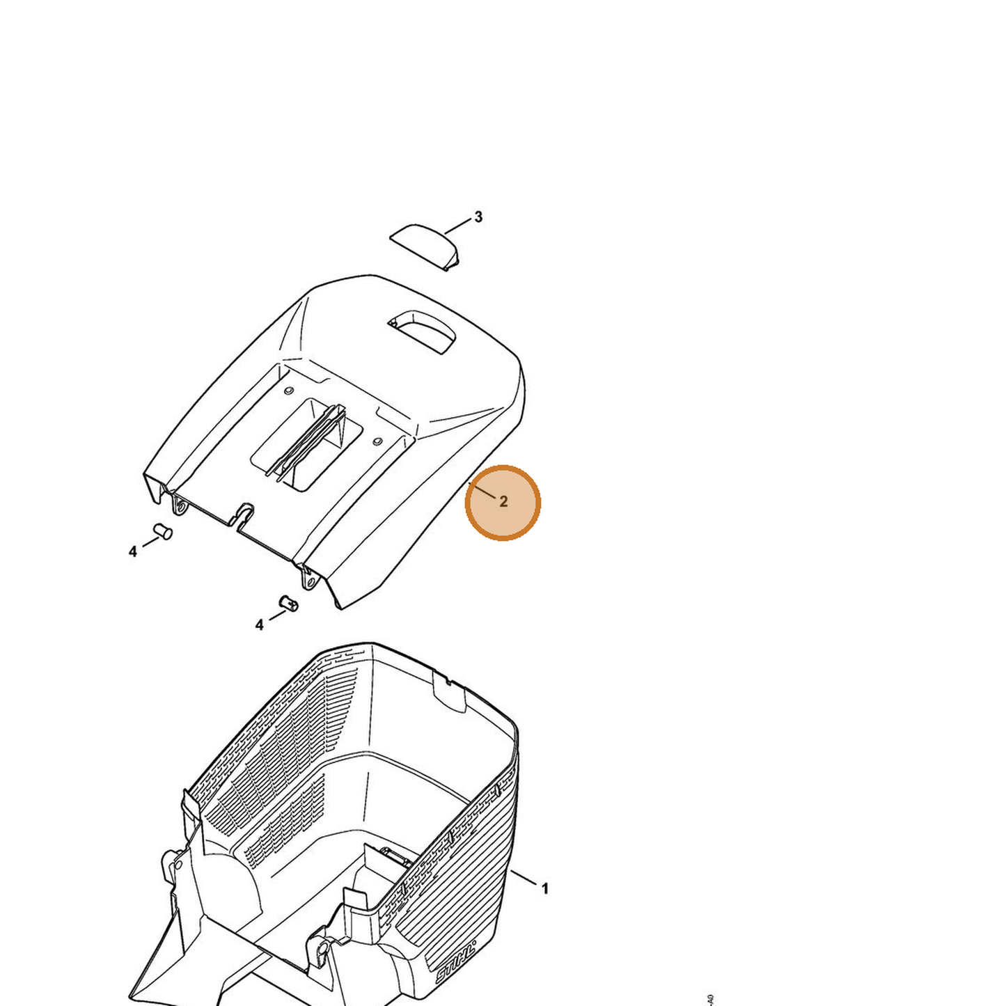STIHL part 6338-760-2110 — IPL diagram snippet (6x zoom, amber highlight)