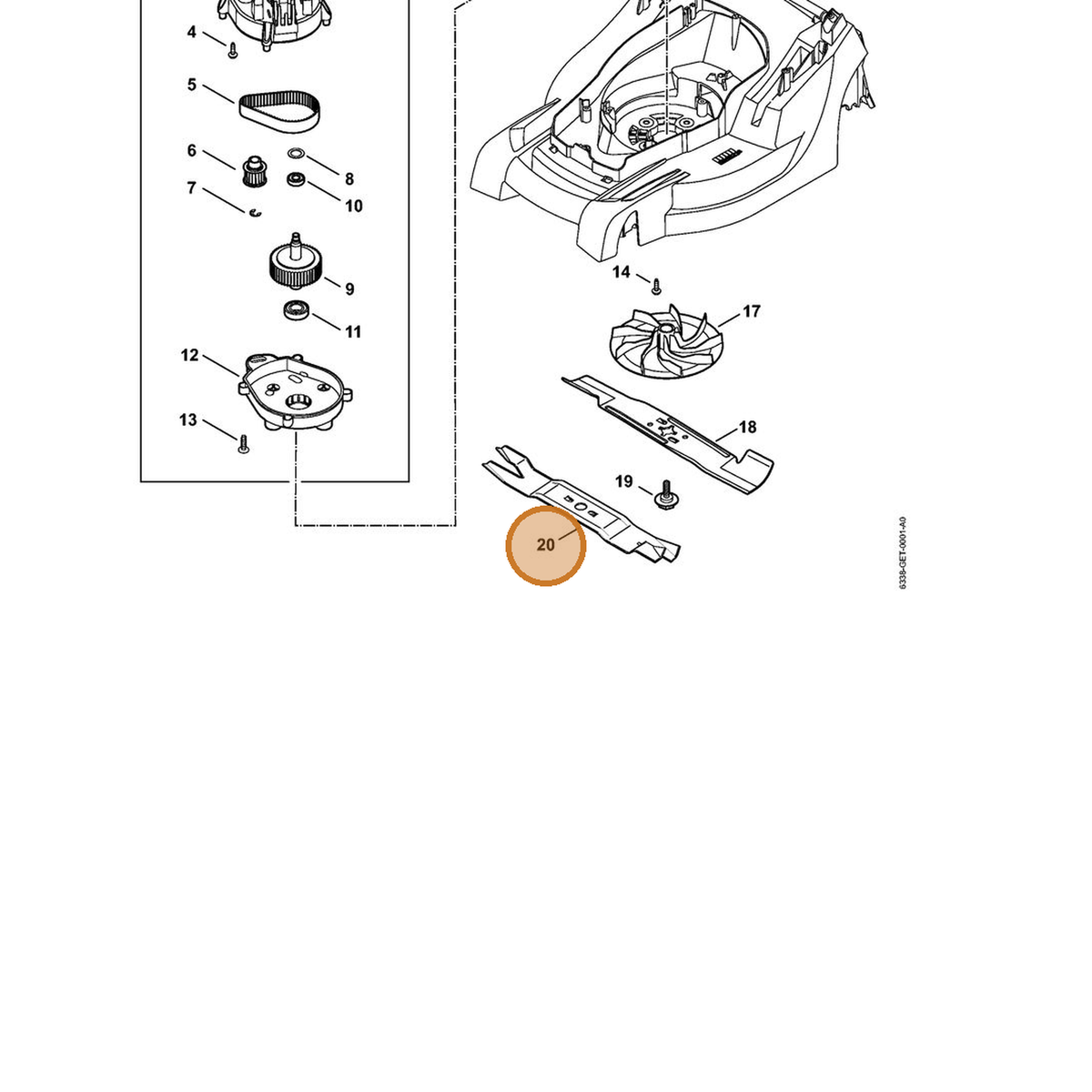 STIHL part 6338-760-9900 — IPL diagram snippet (6x zoom, amber highlight)
