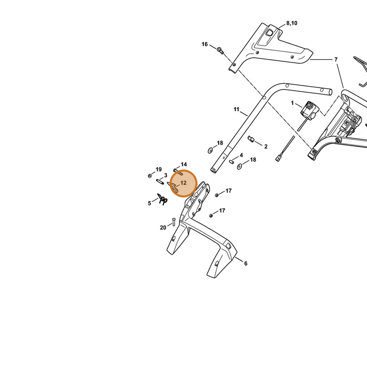 STIHL part 6338-763-6010 — IPL diagram snippet (6x zoom, amber highlight)