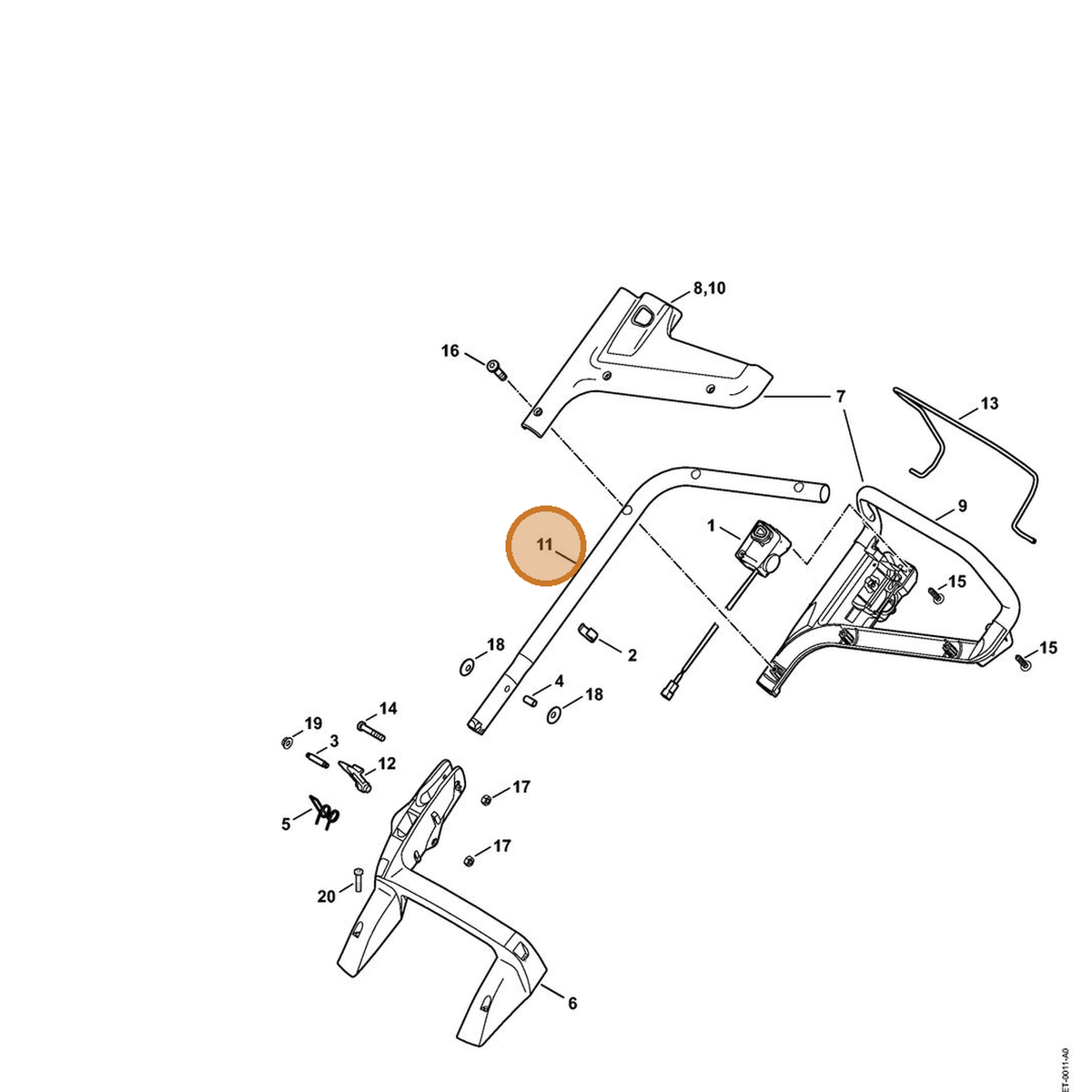 STIHL part 6338-780-2800 — IPL diagram snippet (6x zoom, amber highlight)