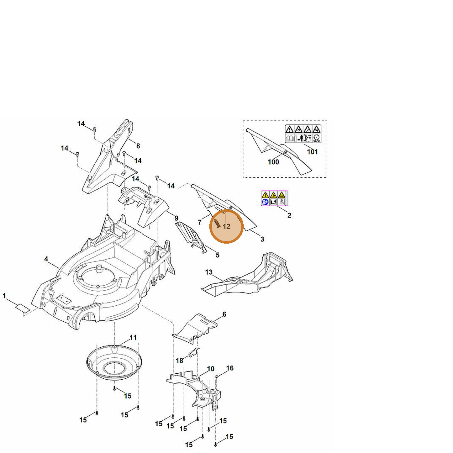 STIHL part 6340-706-5901 — IPL diagram snippet (6x zoom, amber highlight)