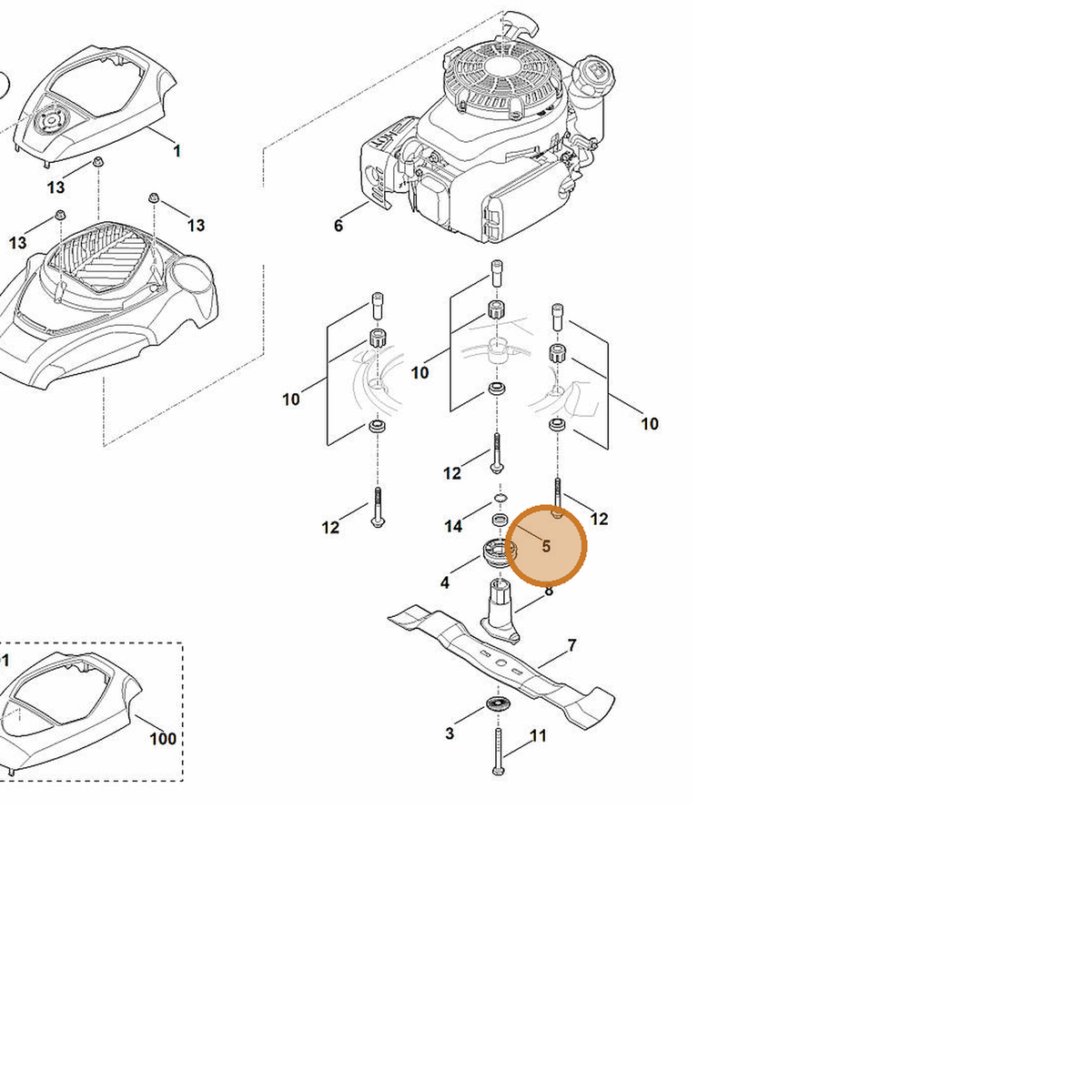 STIHL part 6360-764-2801 — IPL diagram snippet (6x zoom, amber highlight)