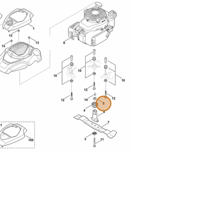 STIHL part 6360-764-2801 — IPL diagram snippet (6x zoom, amber highlight)