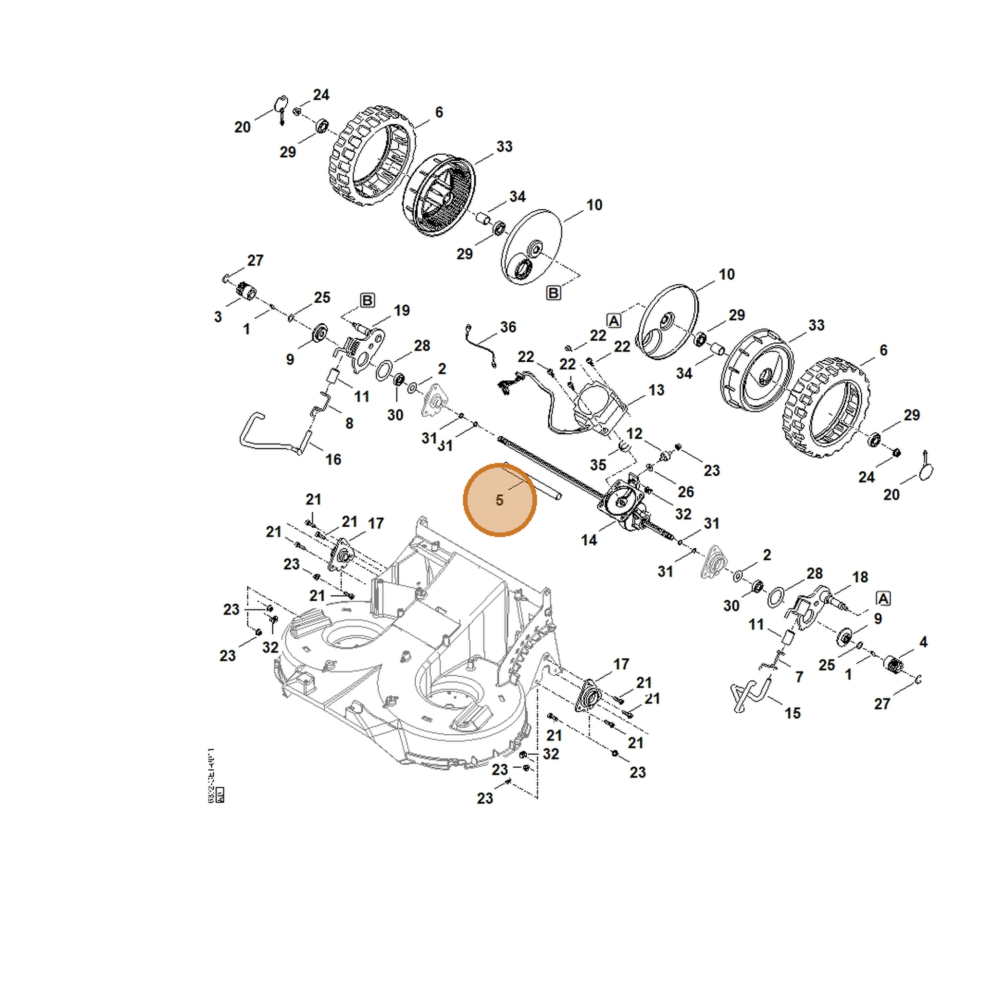 STIHL part 6361-706-3300 — IPL diagram snippet (6x zoom, amber highlight)
