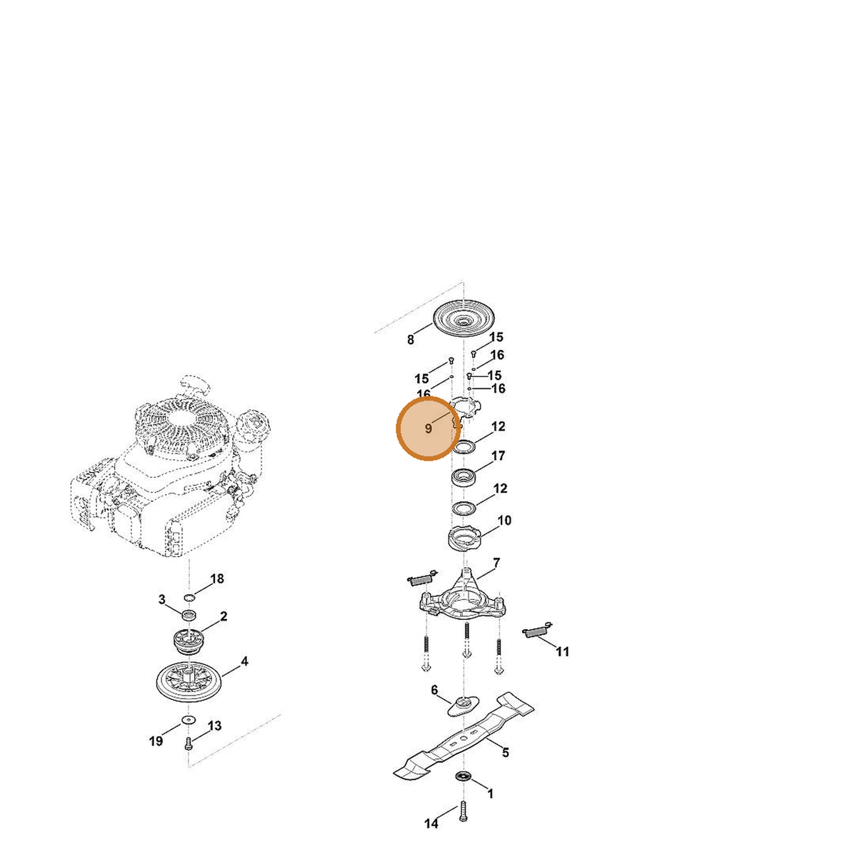 STIHL part 6364-162-5000 — IPL diagram snippet (6x zoom, amber highlight)