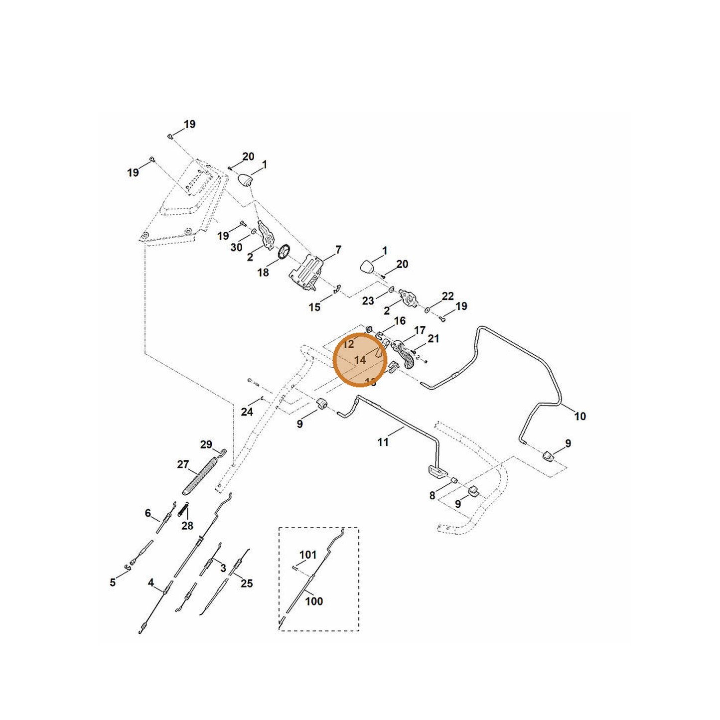 STIHL part 6364-162-9200 — IPL diagram snippet (6x zoom, amber highlight)