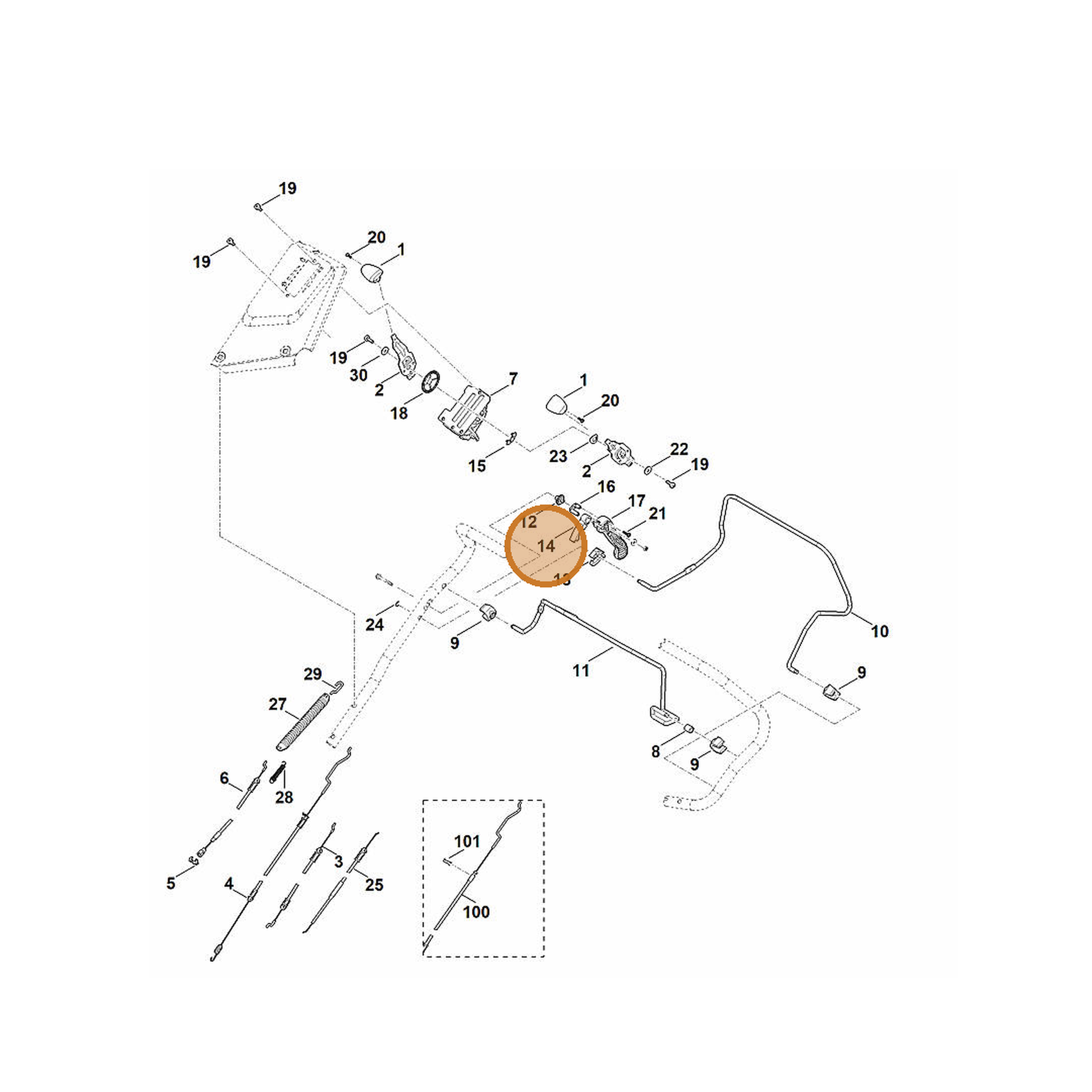 STIHL part 6364-162-9200 — IPL diagram snippet (6x zoom, amber highlight)