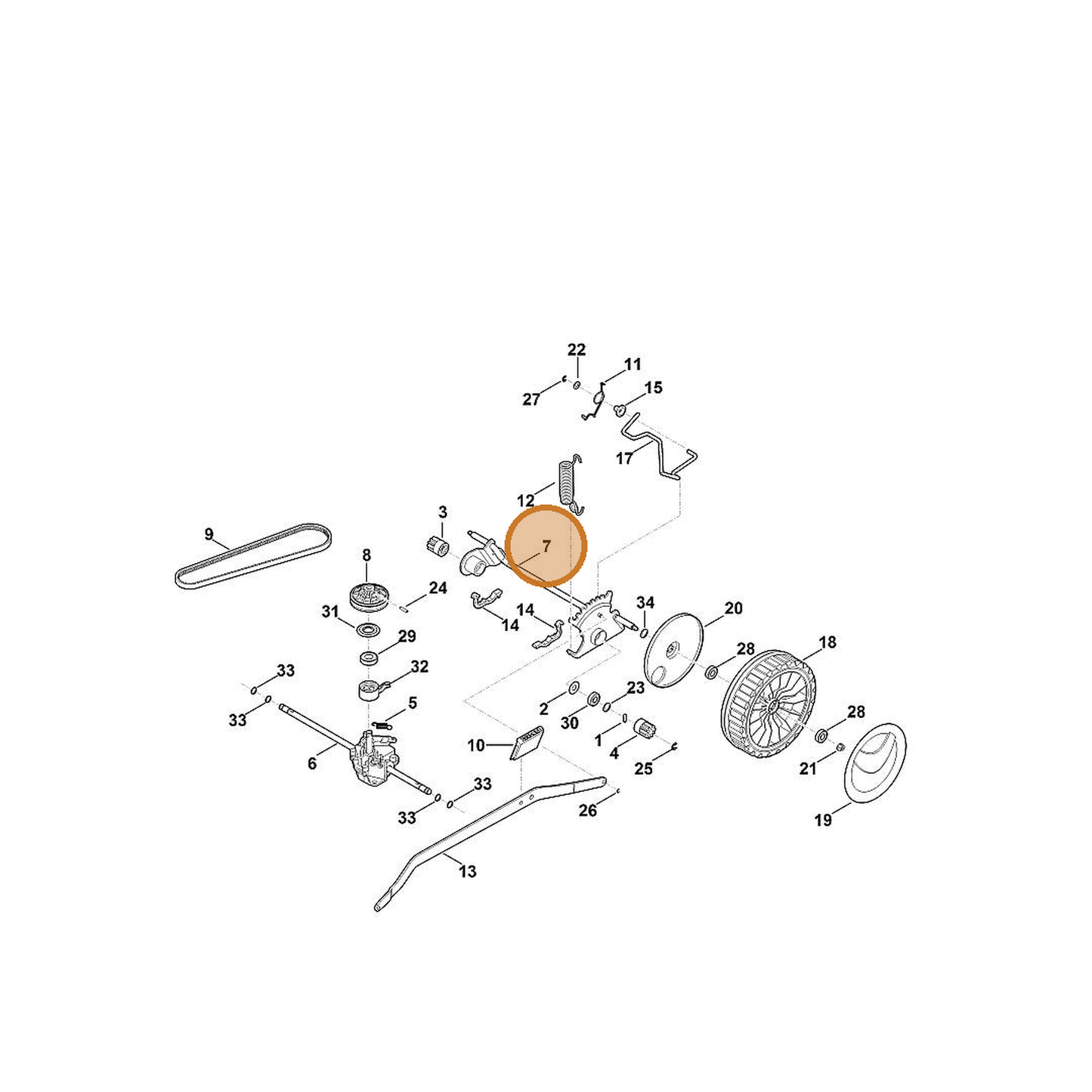 STIHL part 6364-700-2410 — IPL diagram snippet (6x zoom, amber highlight)