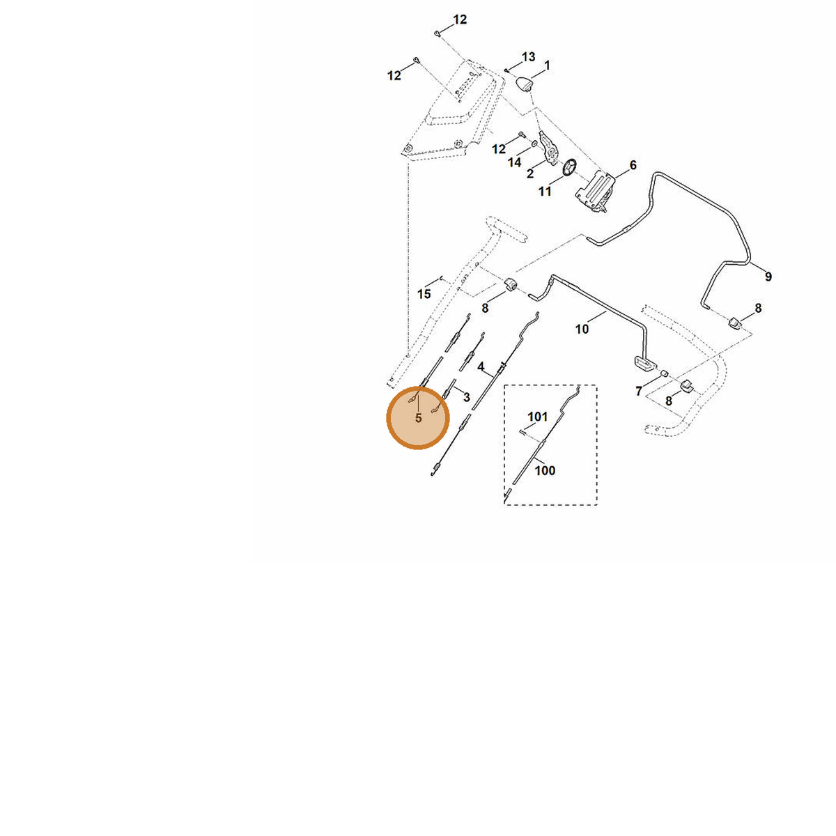STIHL part 6364-700-7520 — IPL diagram snippet (6x zoom, amber highlight)