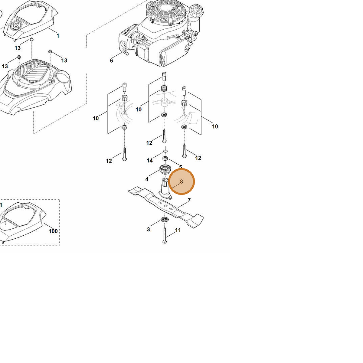 STIHL part 6364-702-5000 — IPL diagram snippet (6x zoom, amber highlight)