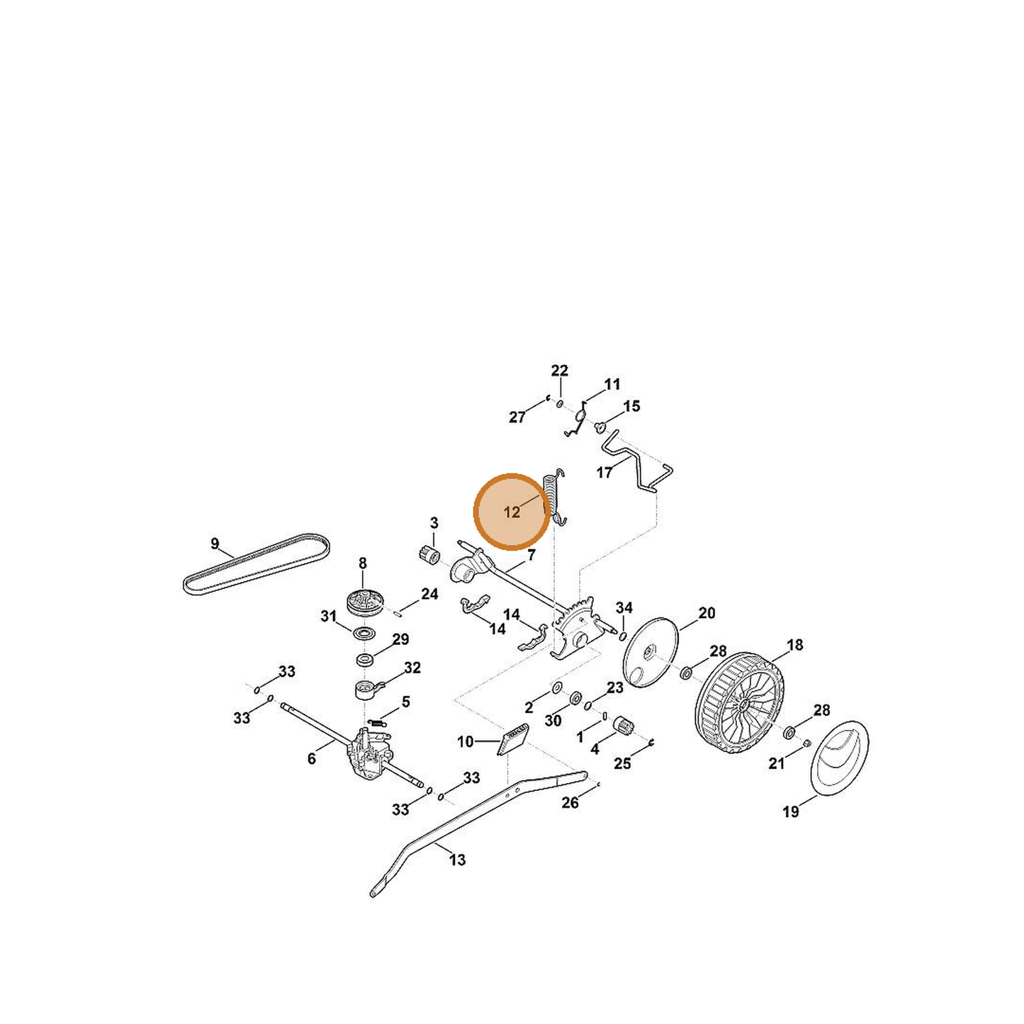 STIHL part 6364-703-5100 — IPL diagram snippet (6x zoom, amber highlight)