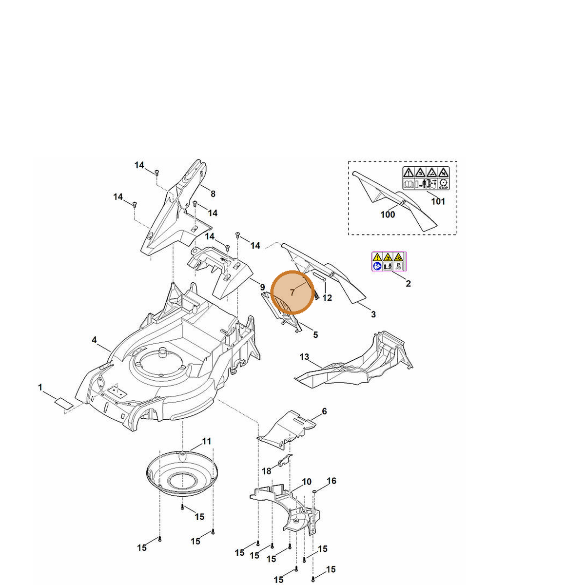 STIHL part 6364-703-5110 — IPL diagram snippet (6x zoom, amber highlight)