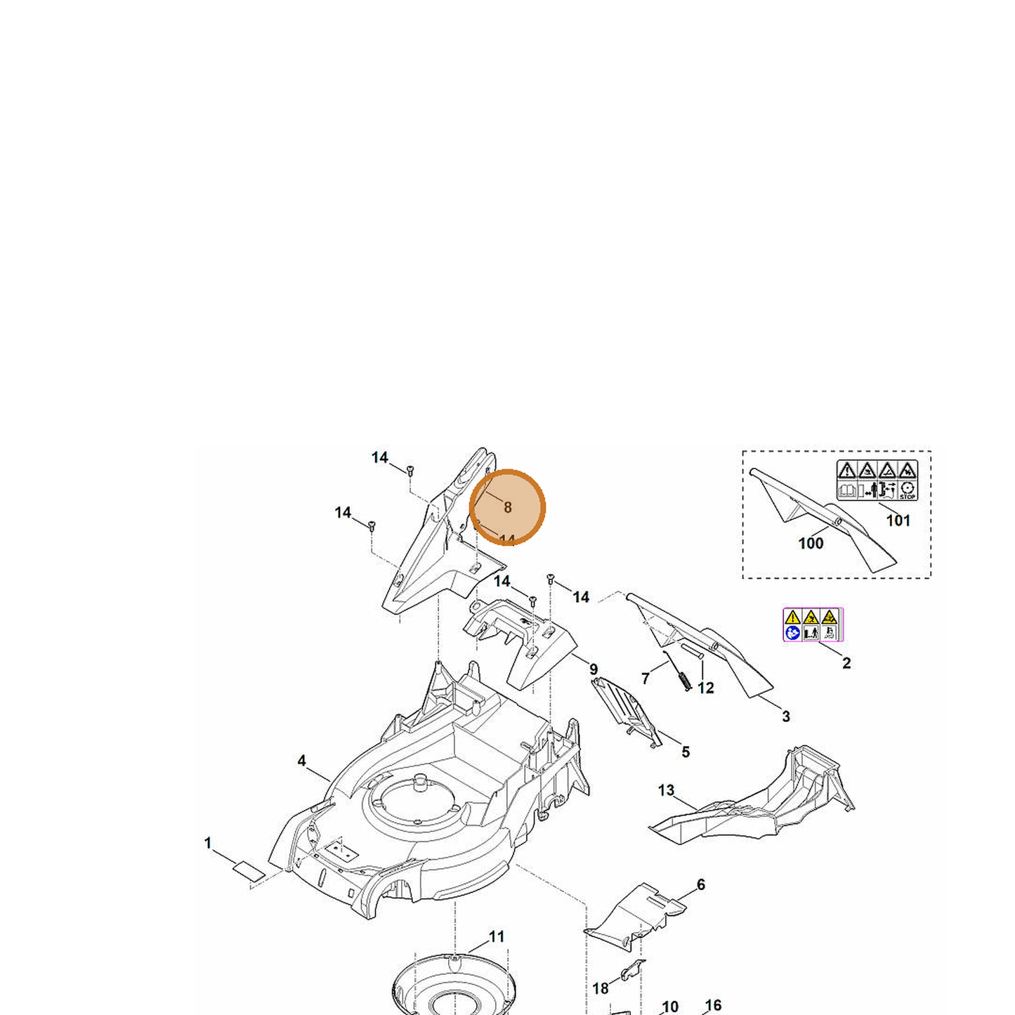 STIHL part 6364-703-6205 — IPL diagram snippet (6x zoom, amber highlight)