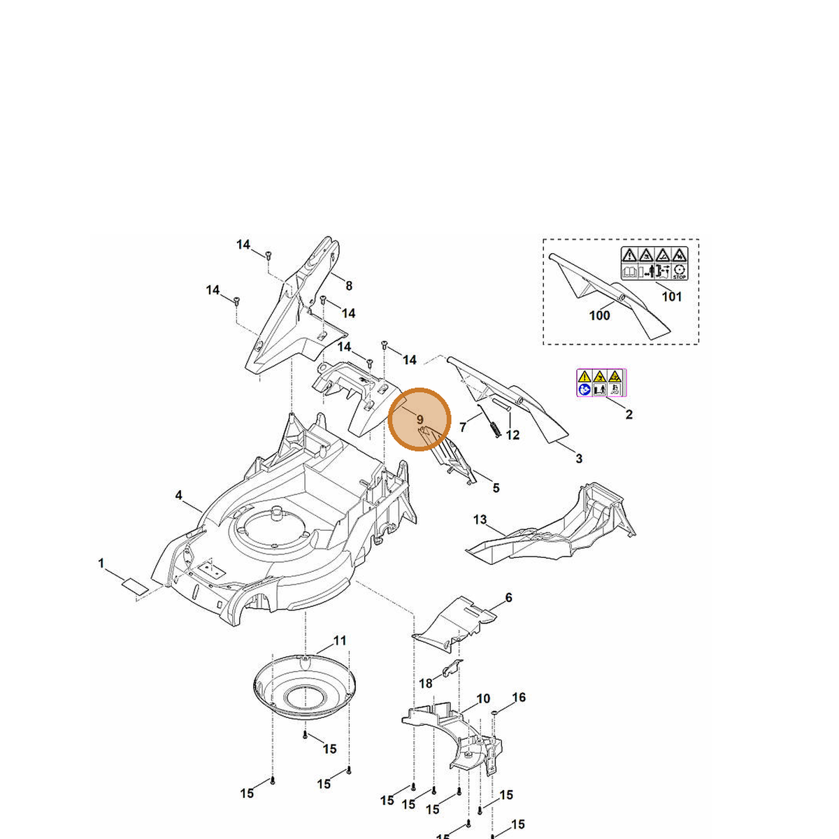 STIHL part 6364-703-6600 — IPL diagram snippet (6x zoom, amber highlight)