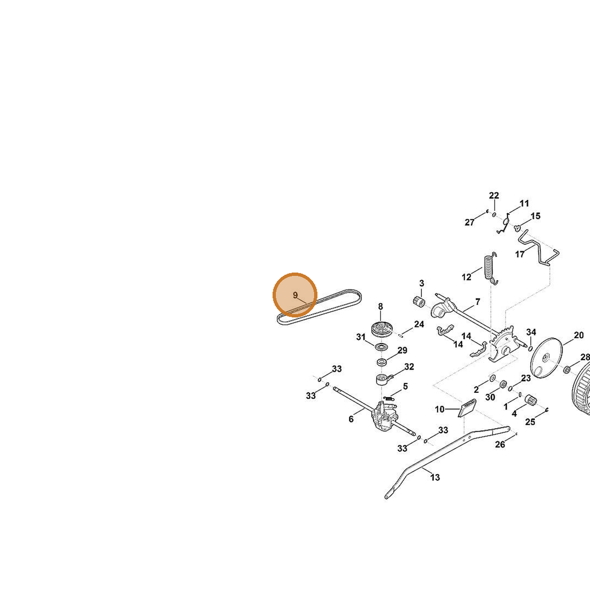 STIHL part 6364-704-2100 — IPL diagram snippet (6x zoom, amber highlight)