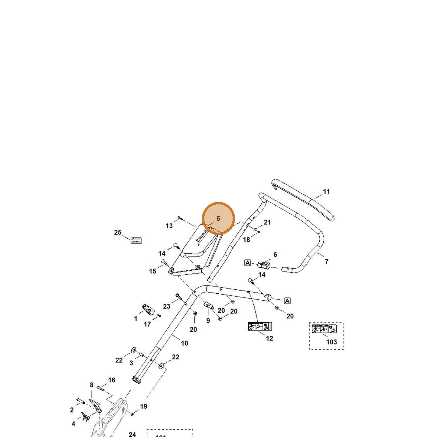 STIHL part 6364-760-1720 — IPL diagram snippet (6x zoom, amber highlight)