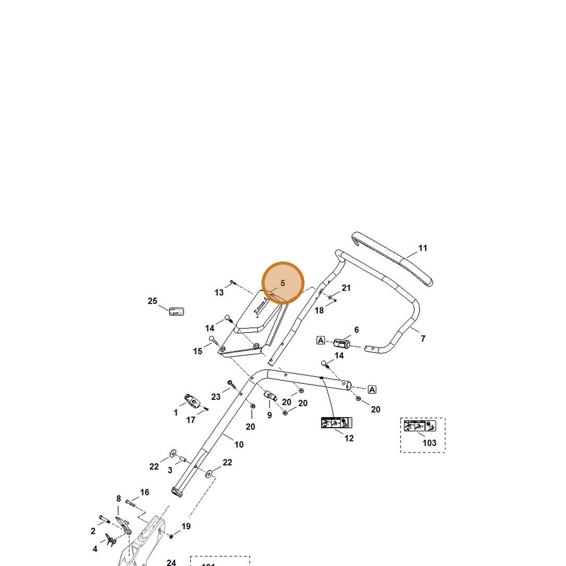STIHL part 6364-760-1720 — IPL diagram snippet (6x zoom, amber highlight)