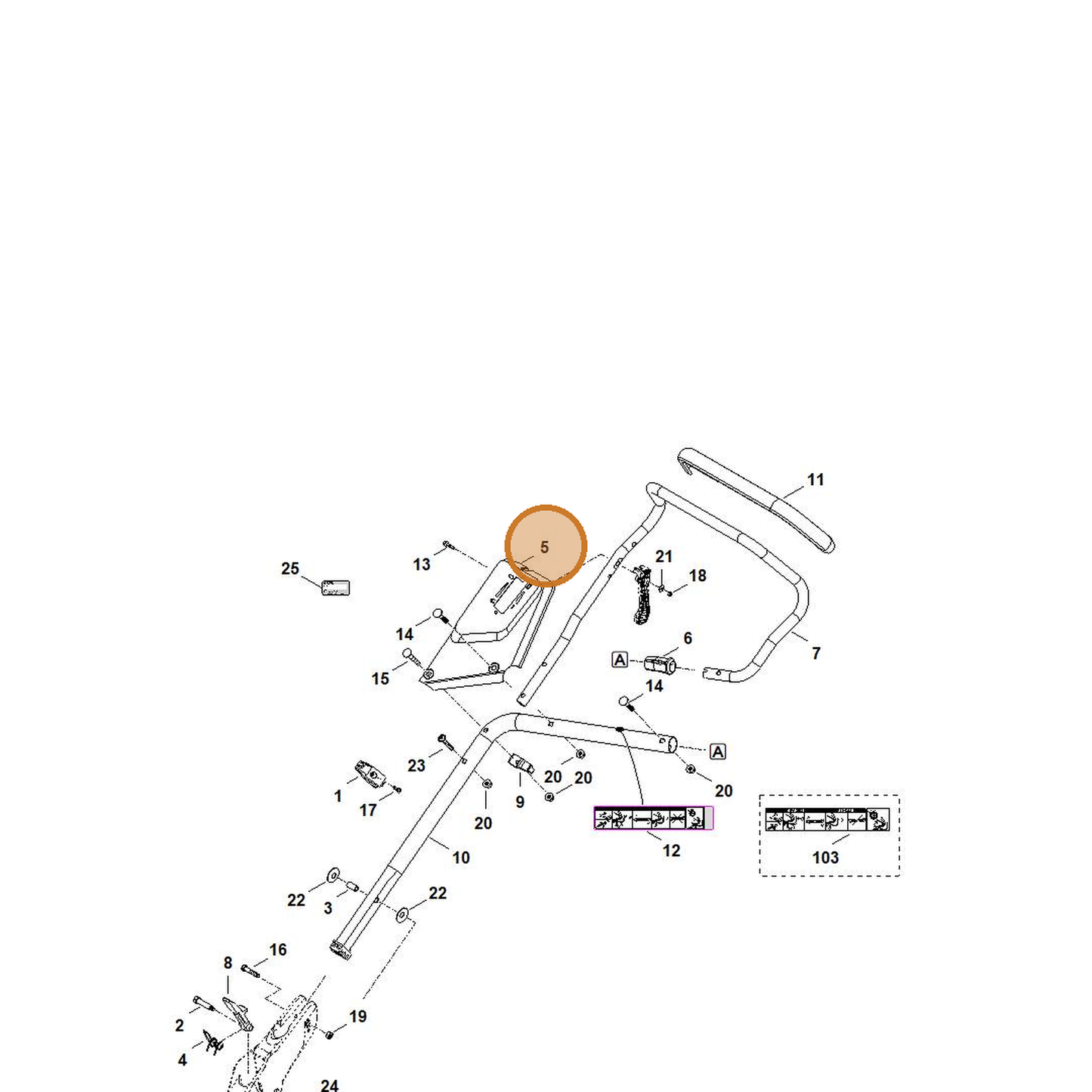 STIHL part 6364-760-1740 — IPL diagram snippet (6x zoom, amber highlight)