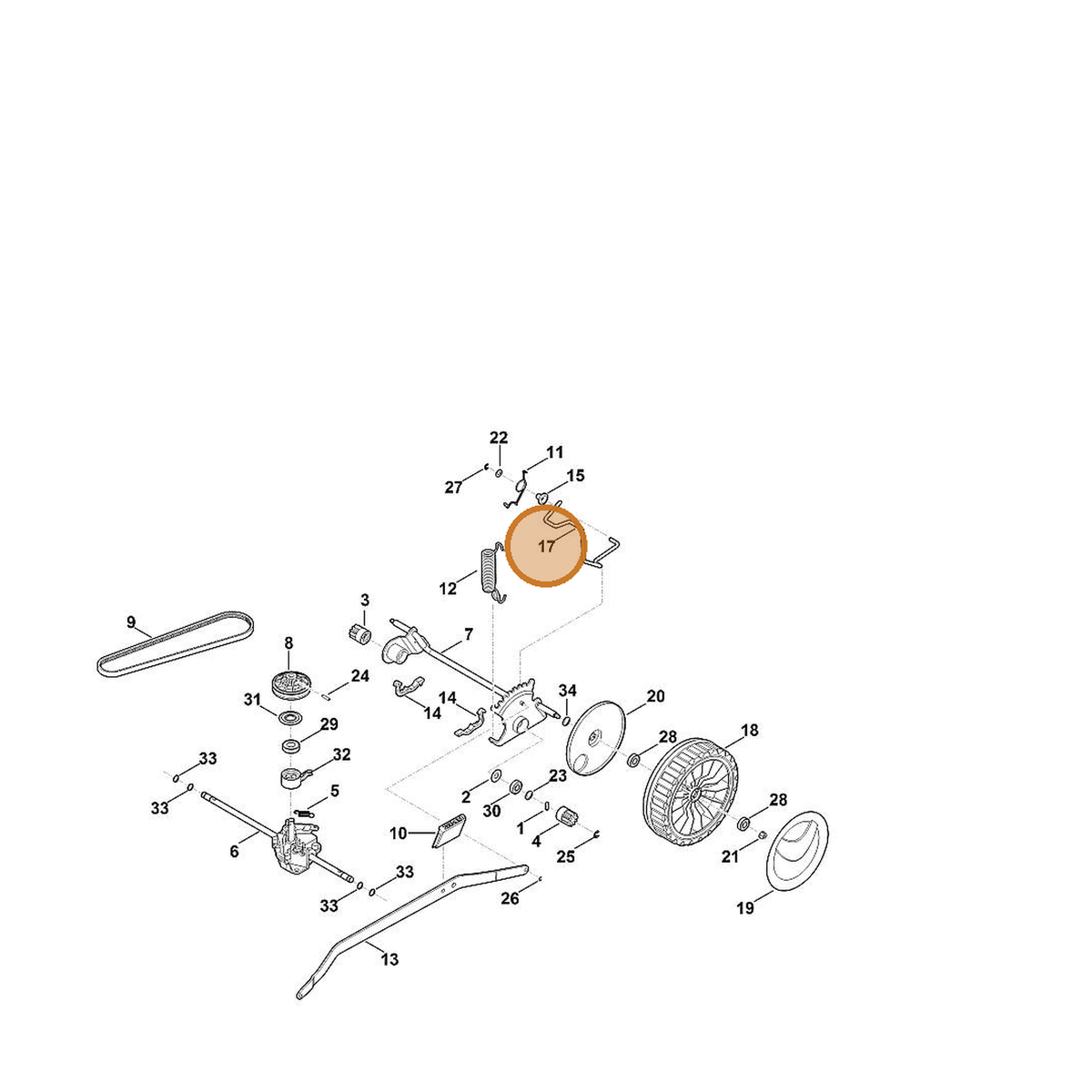 STIHL part 6364-763-6000 — IPL diagram snippet (6x zoom, amber highlight)