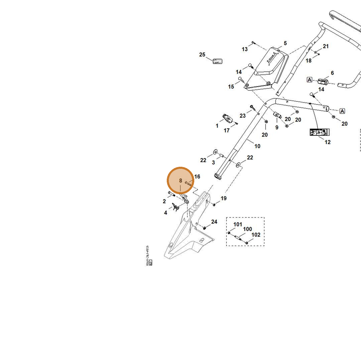 STIHL part 6364-763-6010 — IPL diagram snippet (6x zoom, amber highlight)