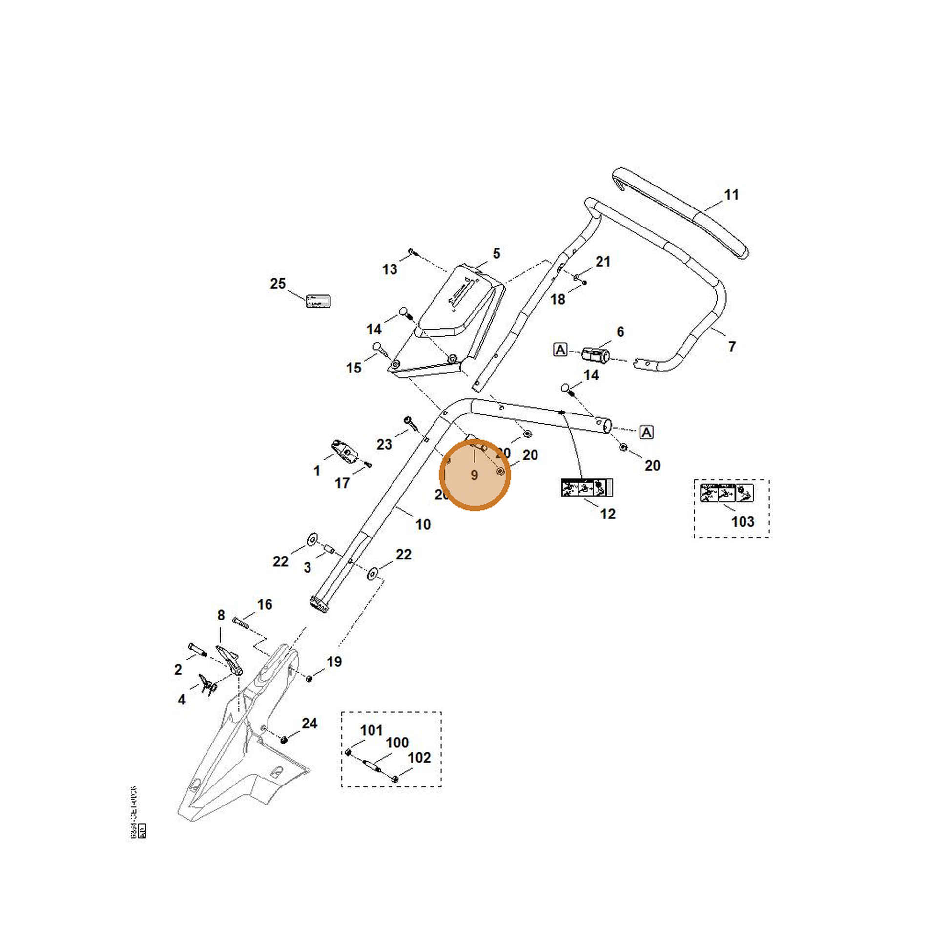 STIHL part 6364-764-6700 — IPL diagram snippet (6x zoom, amber highlight)